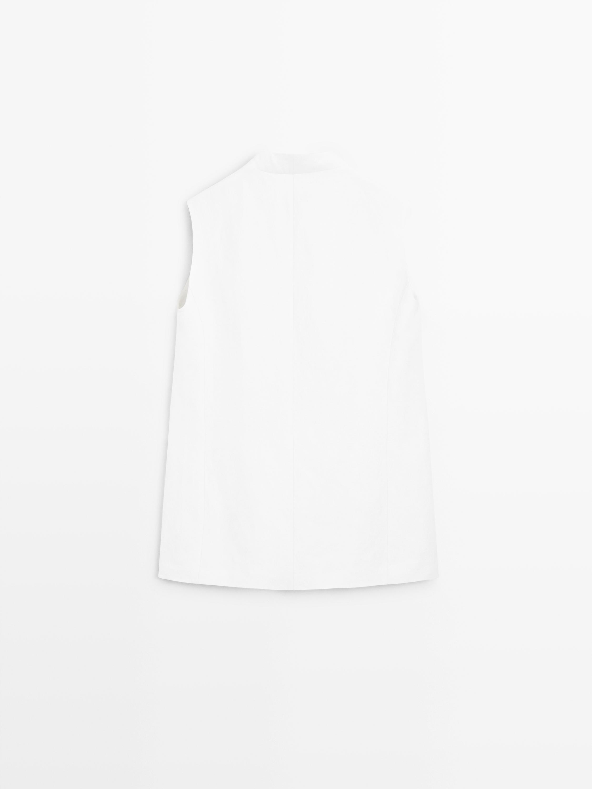 Waistcoat with pocket details - STUDIO — WHITE