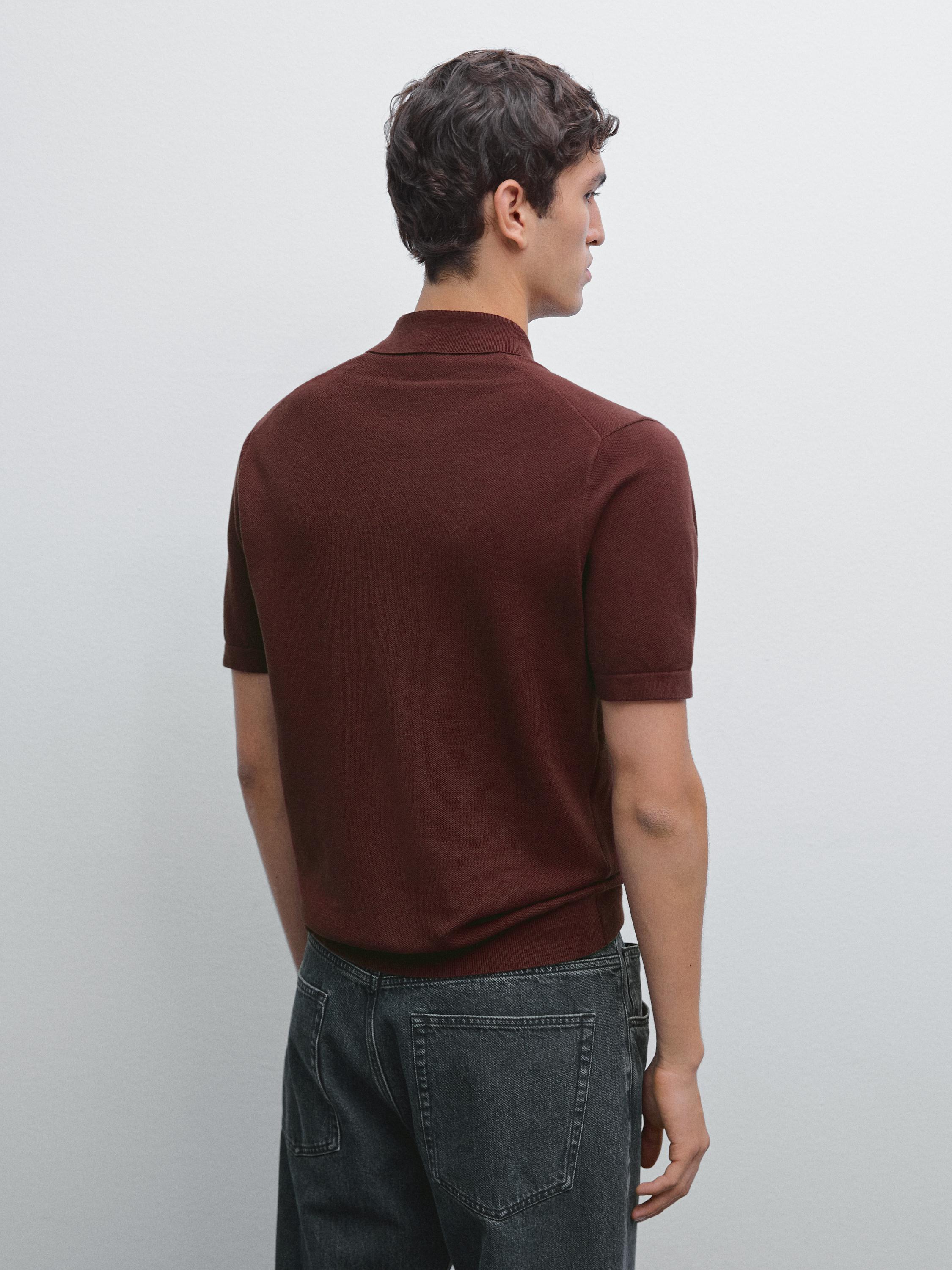 Knit V-neck polo shirt