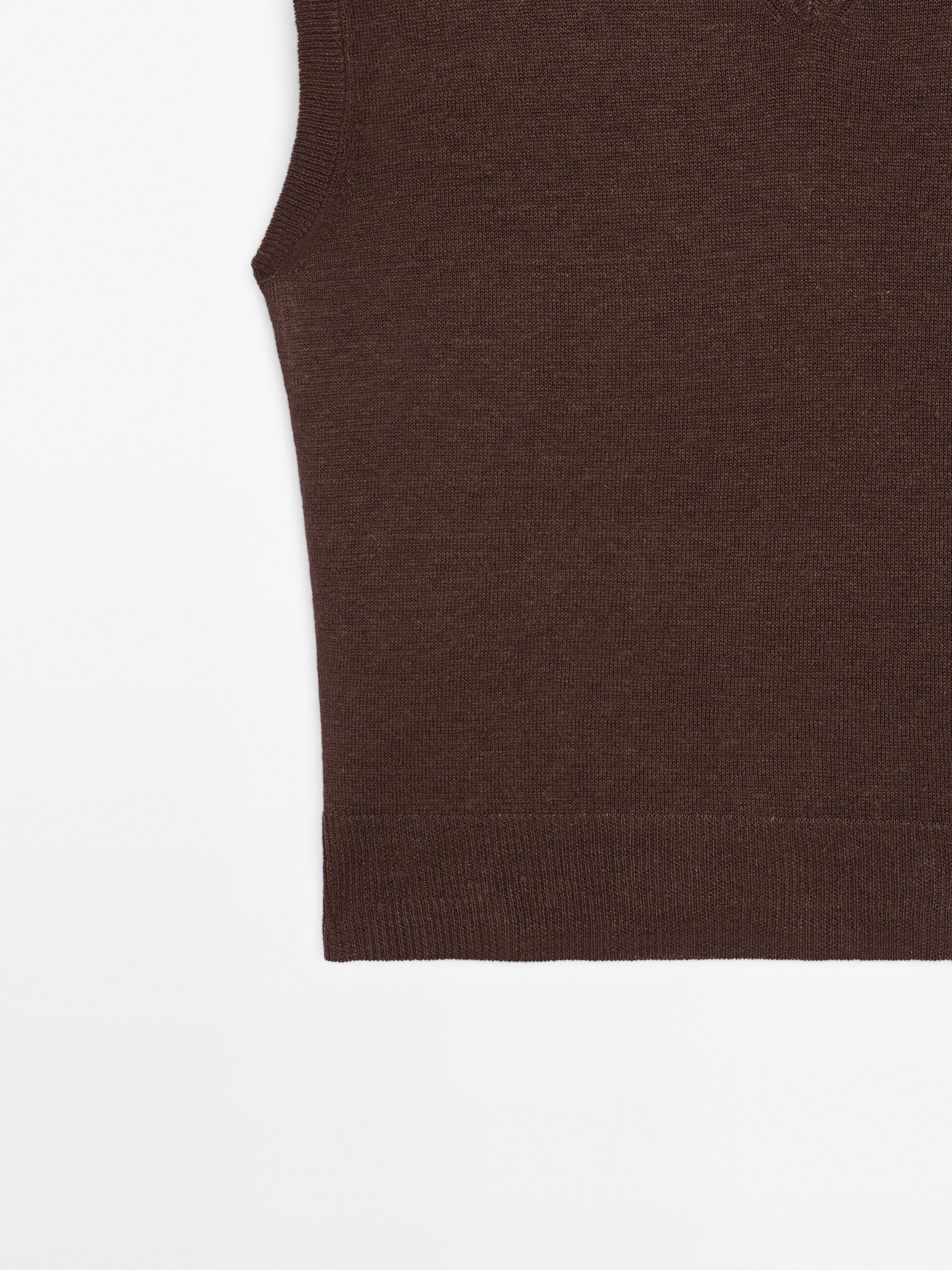 100% linen melange knit vest