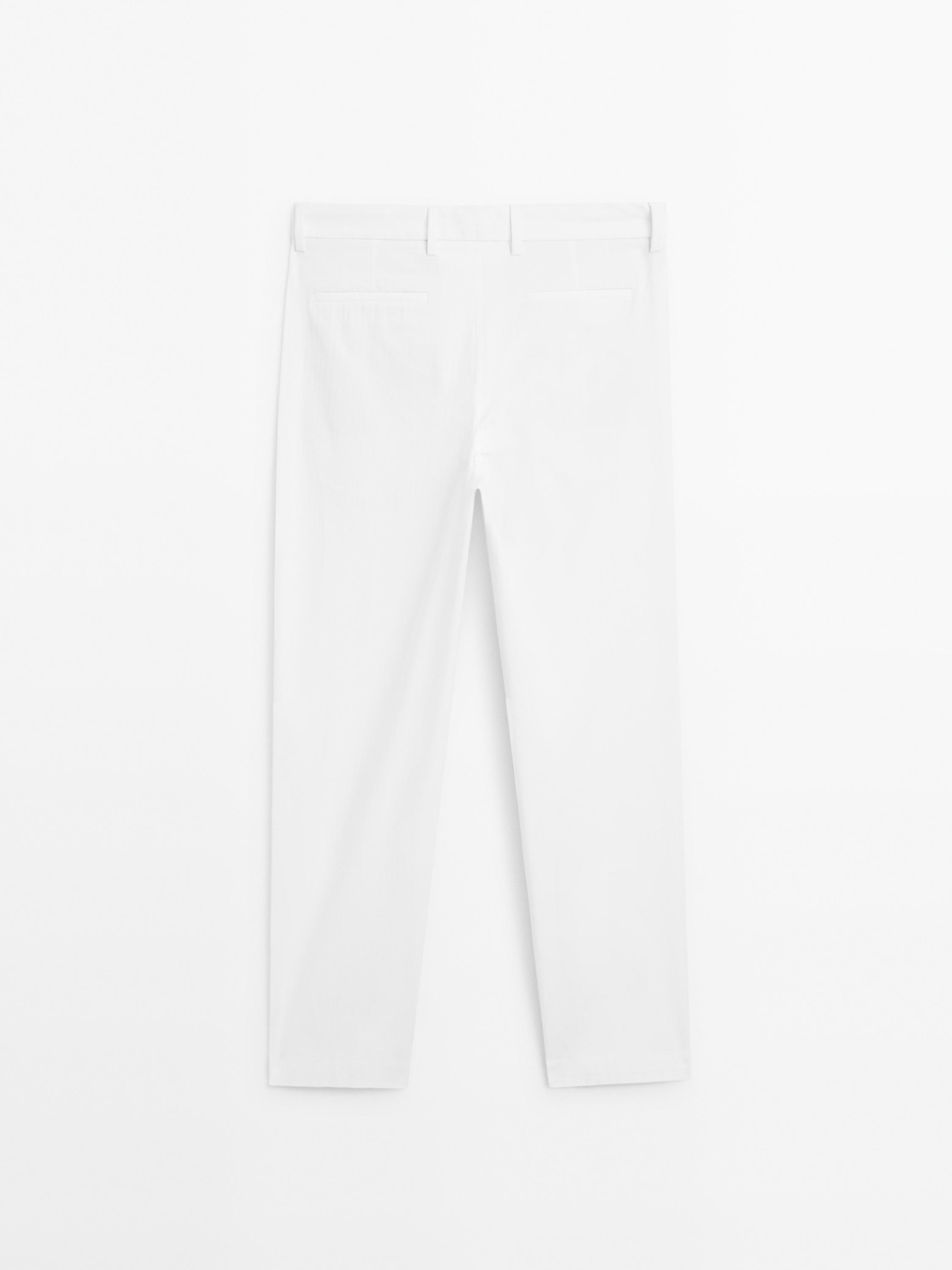Straight-leg cotton blend trousers