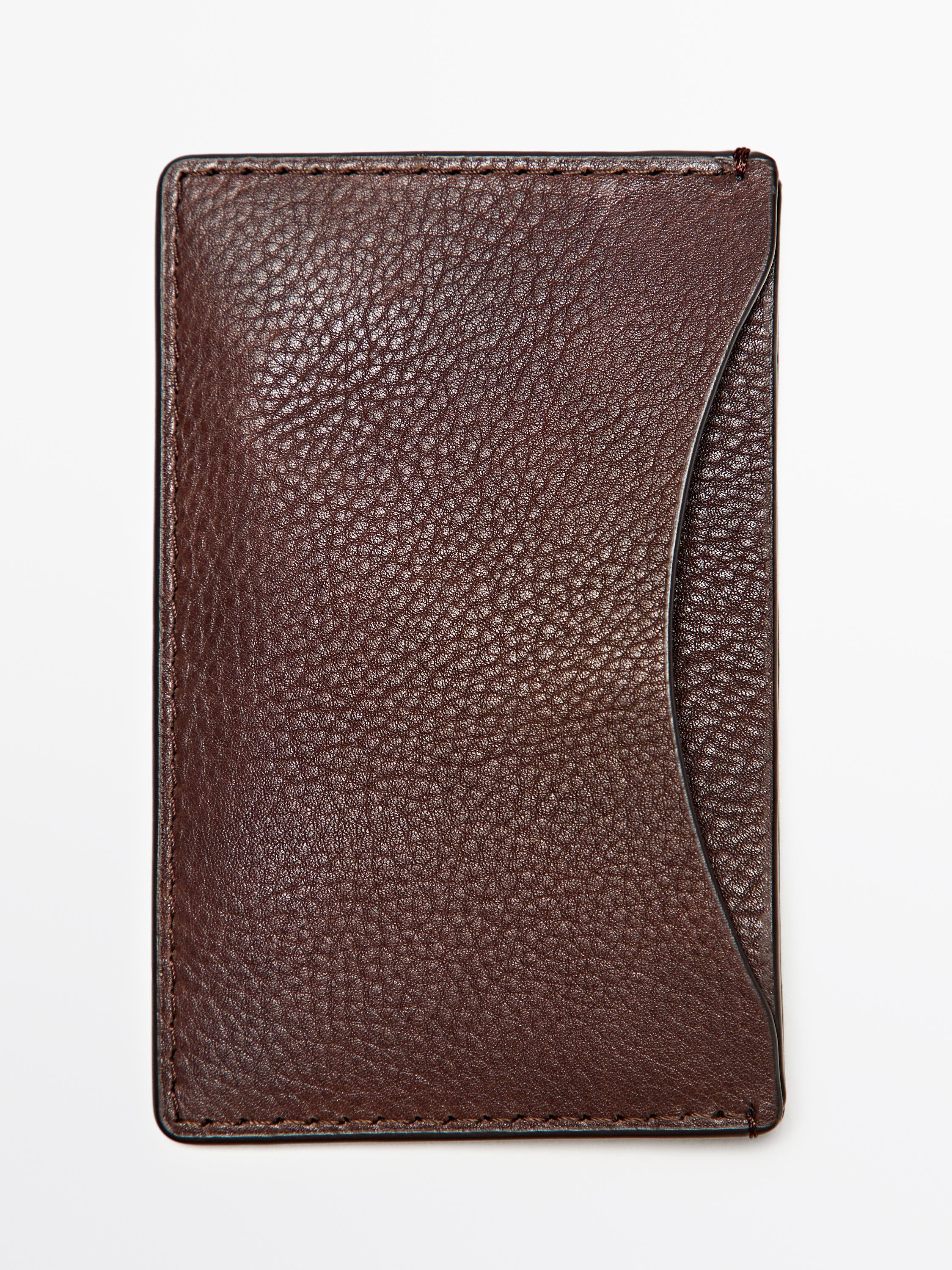 Nappa leather card holder — Chocolate