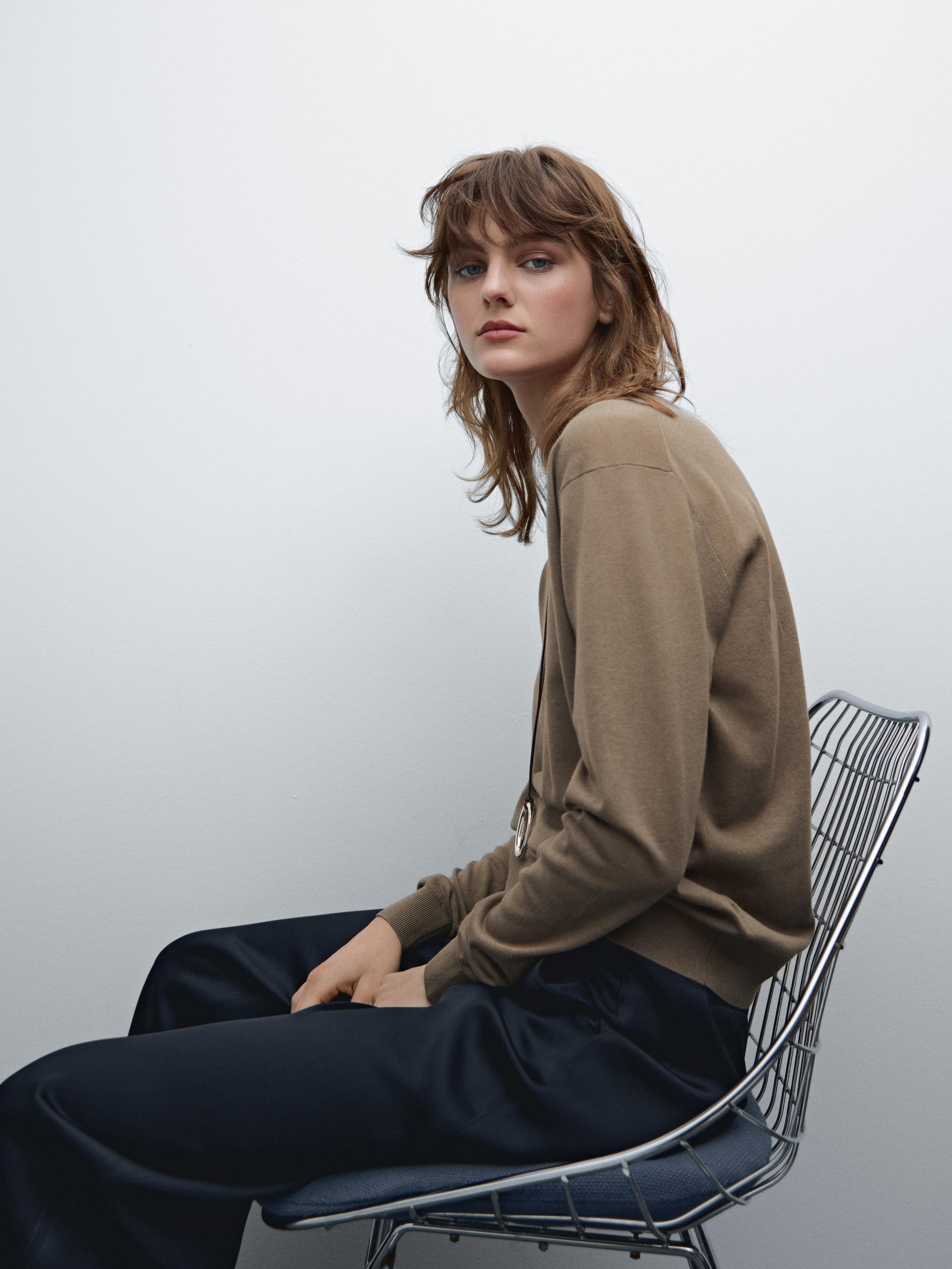 Cotton blend knit sweater