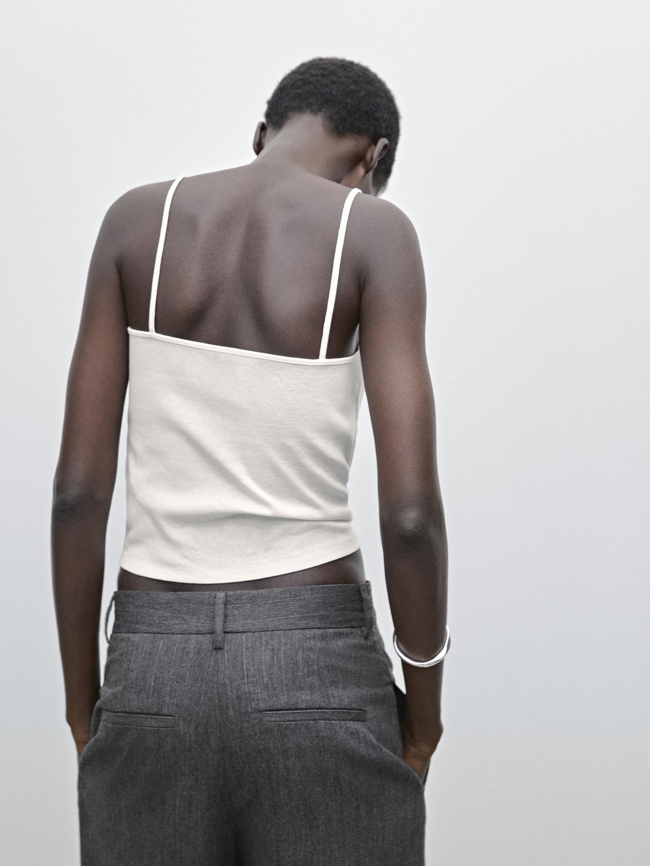 Strappy knit top with lace trim