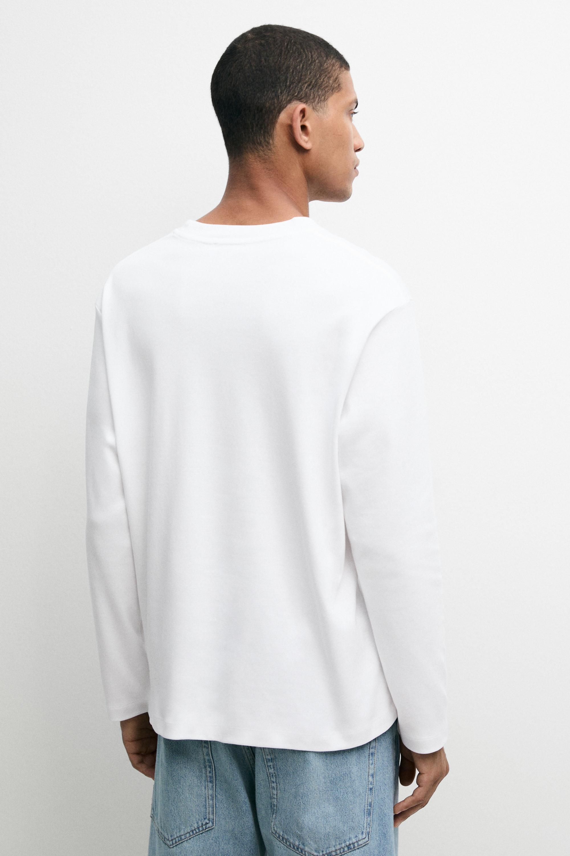 100% cotton long sleeve T-shirt — WHITE