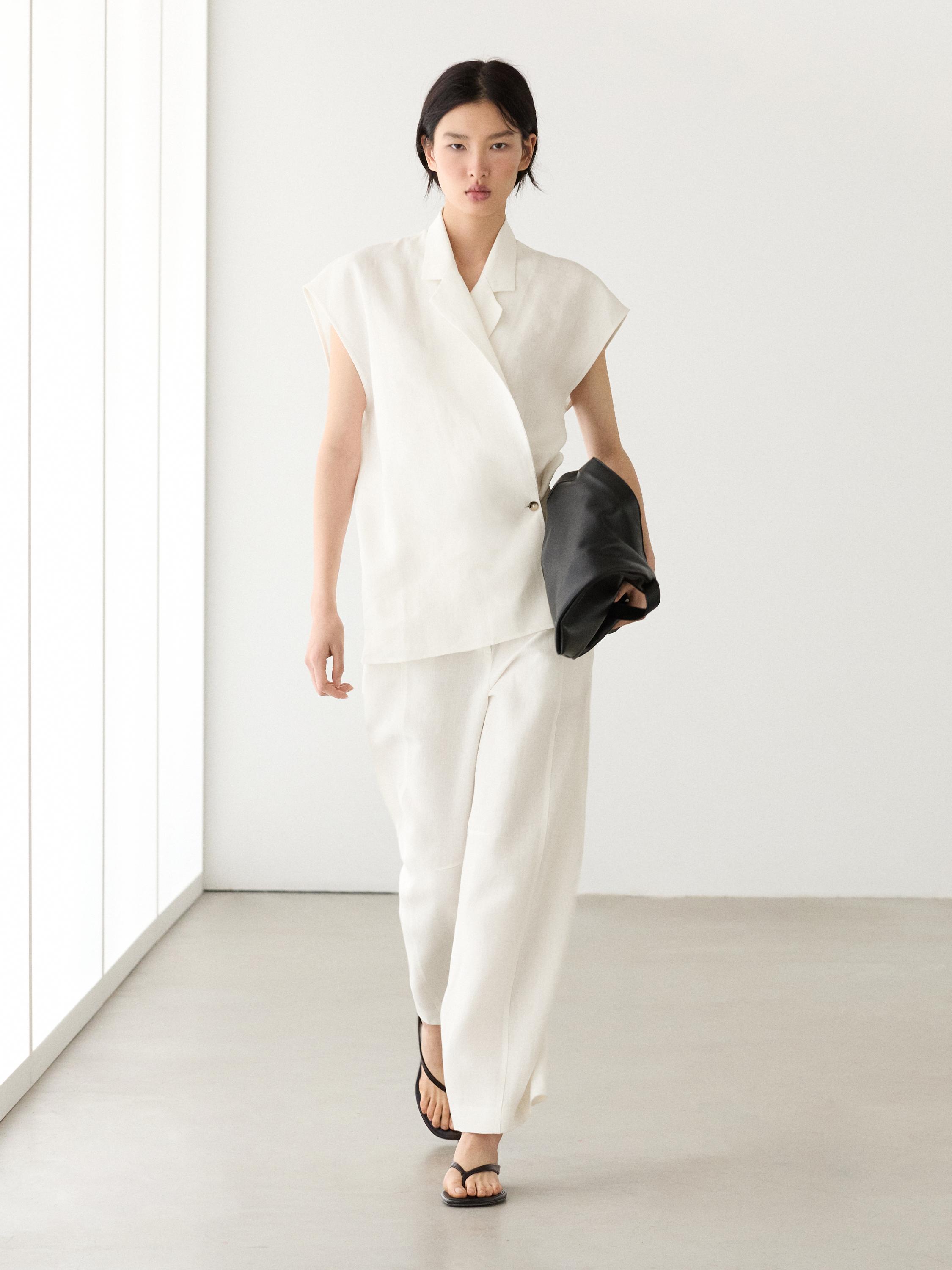 Celana panjang barrel fit linen