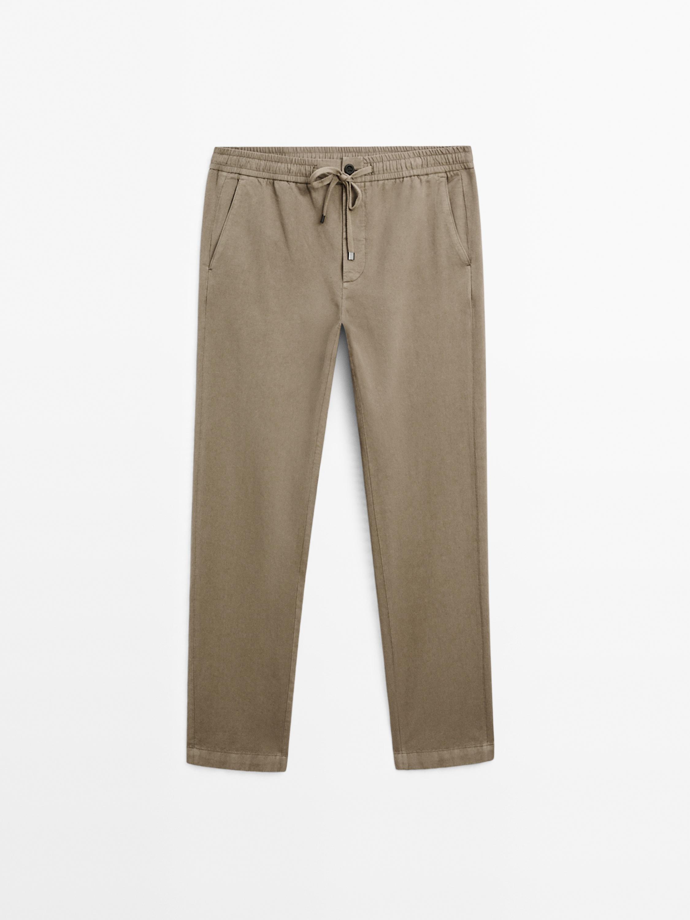 Cotton blend jogger fit trousers