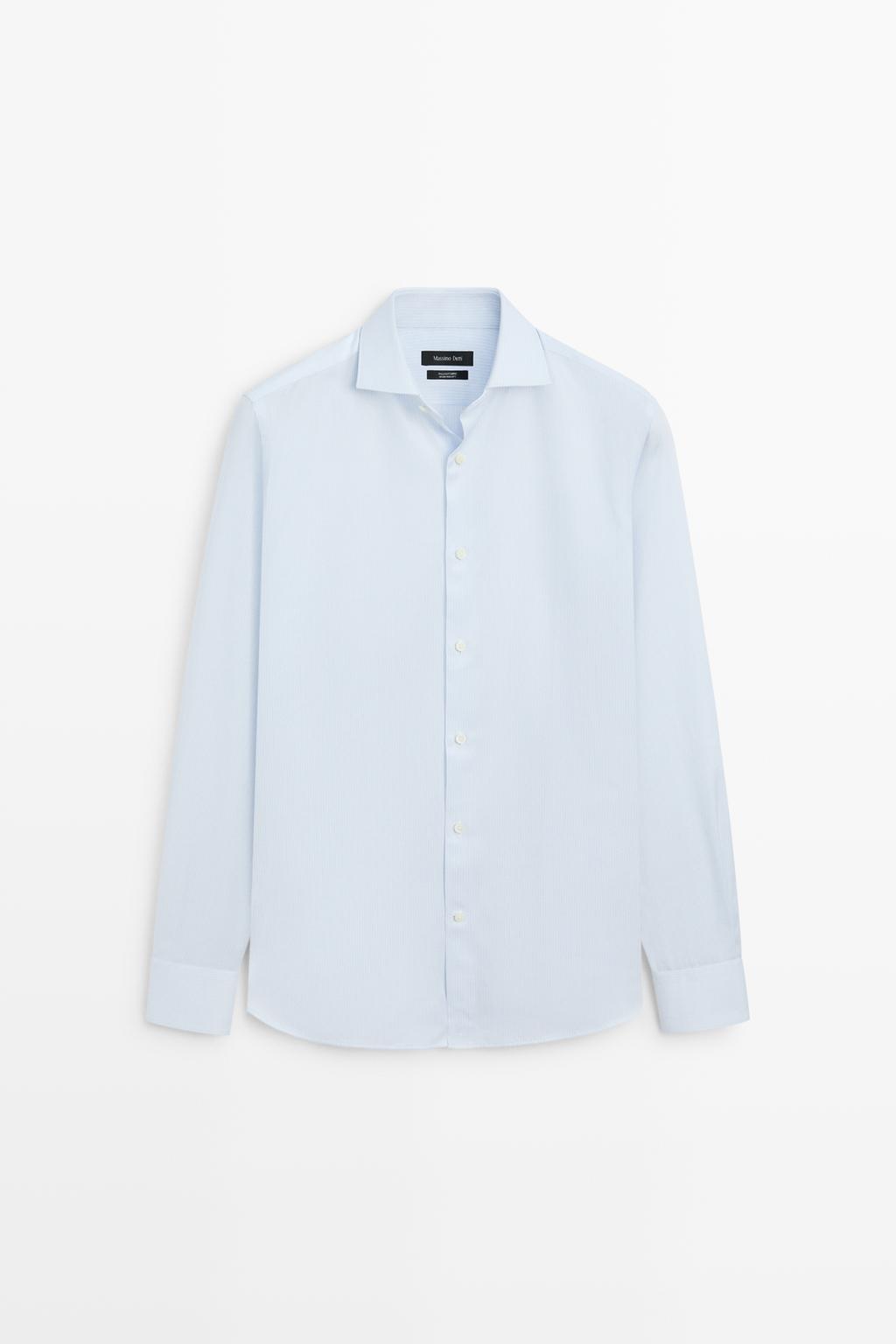 Massimo Dutti Slim fit zolaqlı 100% pambıq köynək