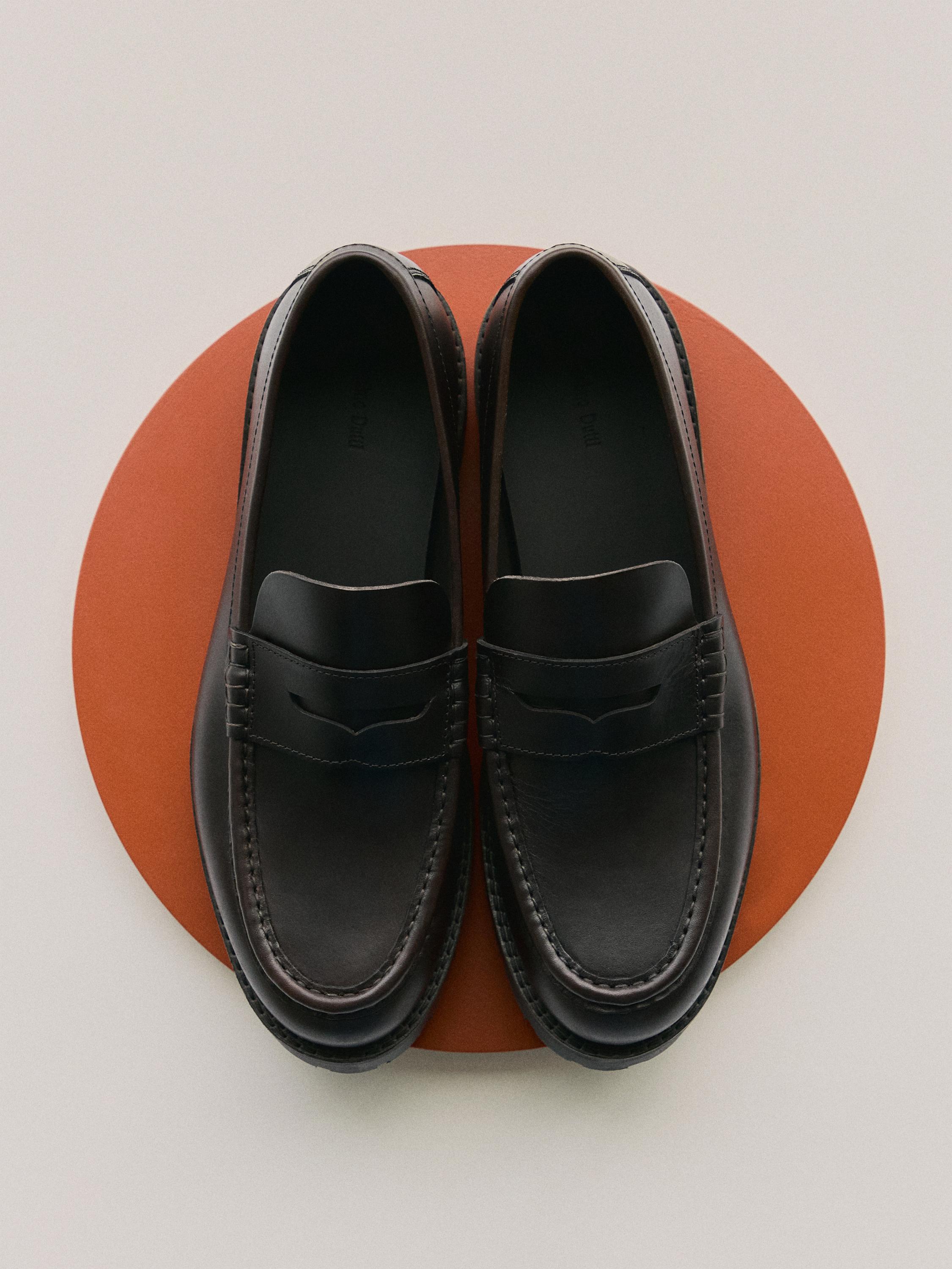 Moc toe loafers with track sole — BROWN