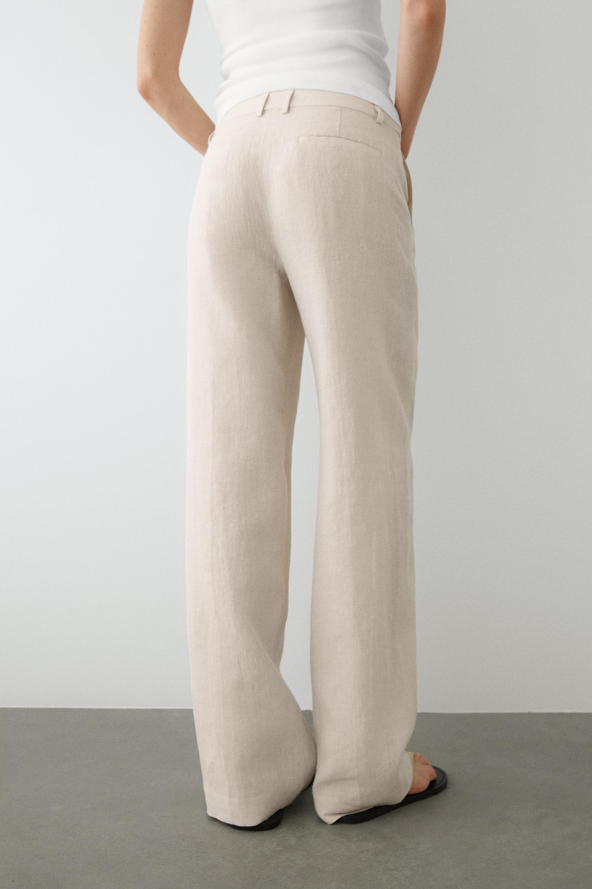 100% linen relaxed fit trousers — Off white