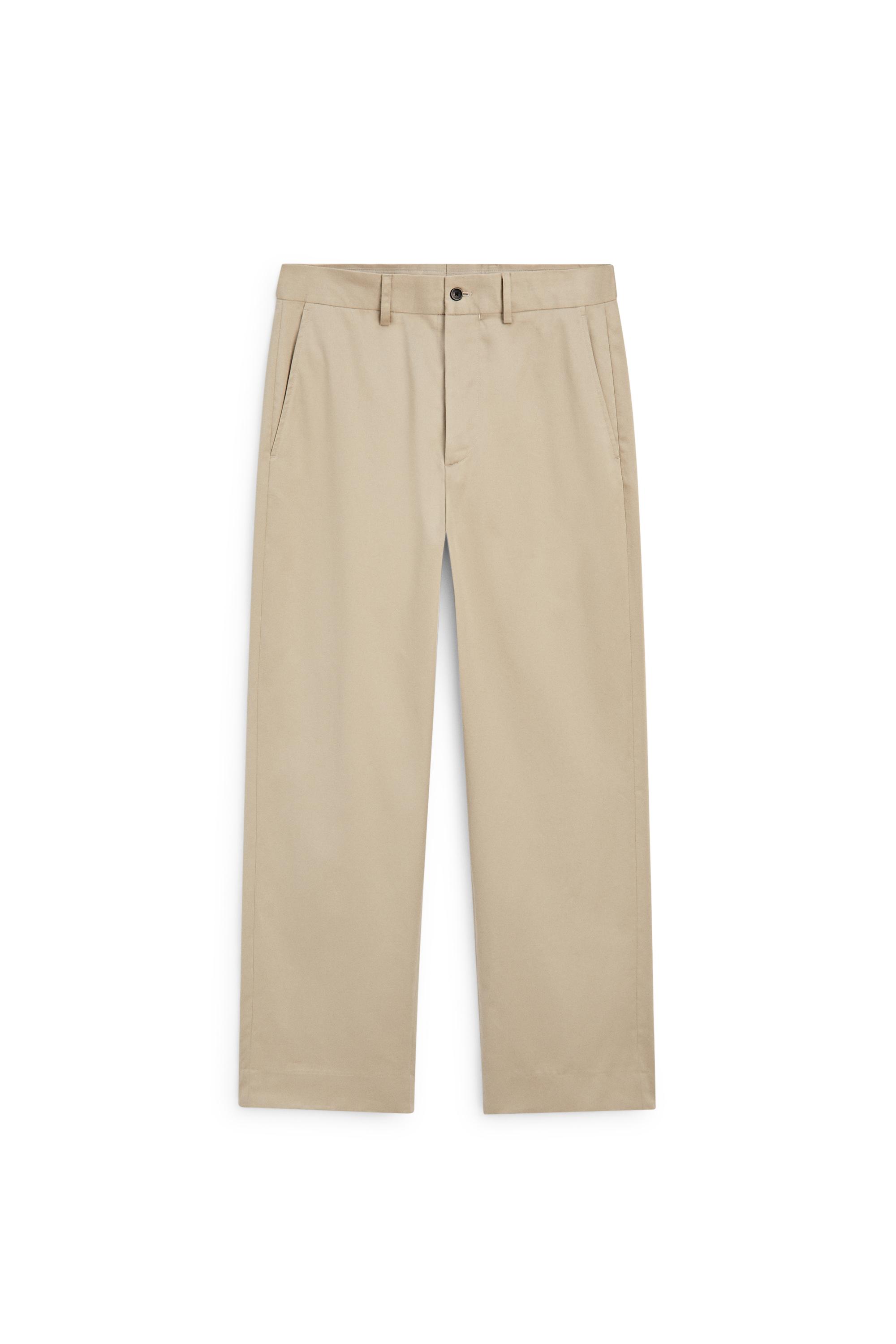100% cotton wide-leg pants — KHAKI