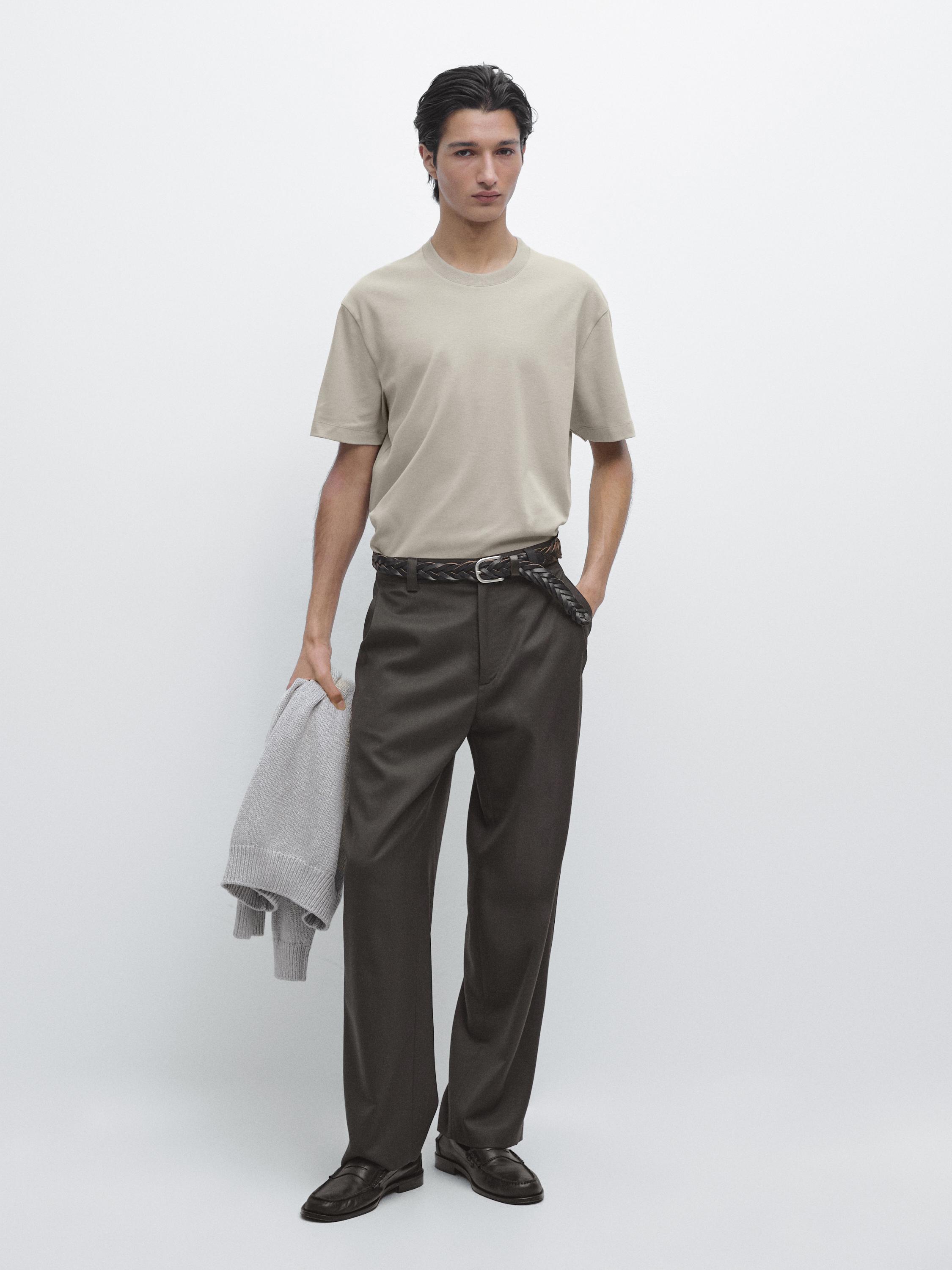 100% cotton short sleeve T-shirt — STONE