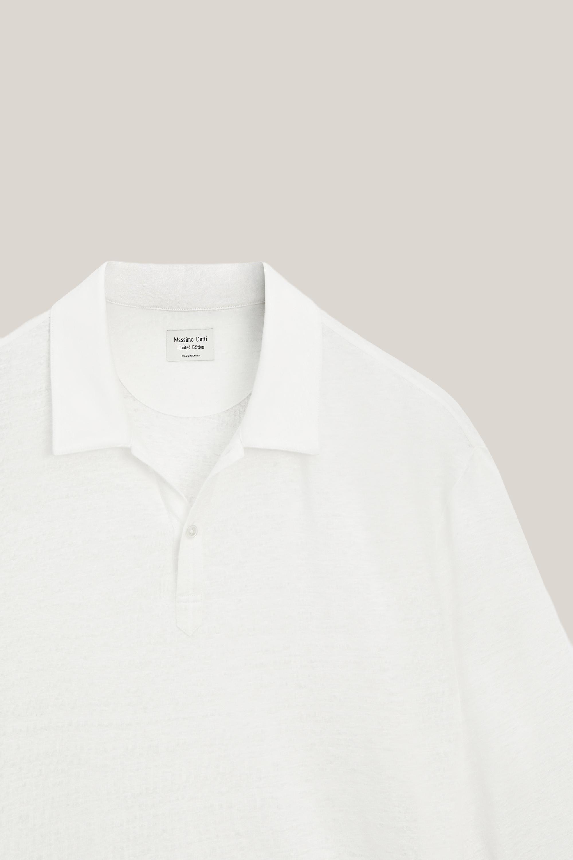 100% linen long sleeve polo shirt - LIMITED EDITION — Off white