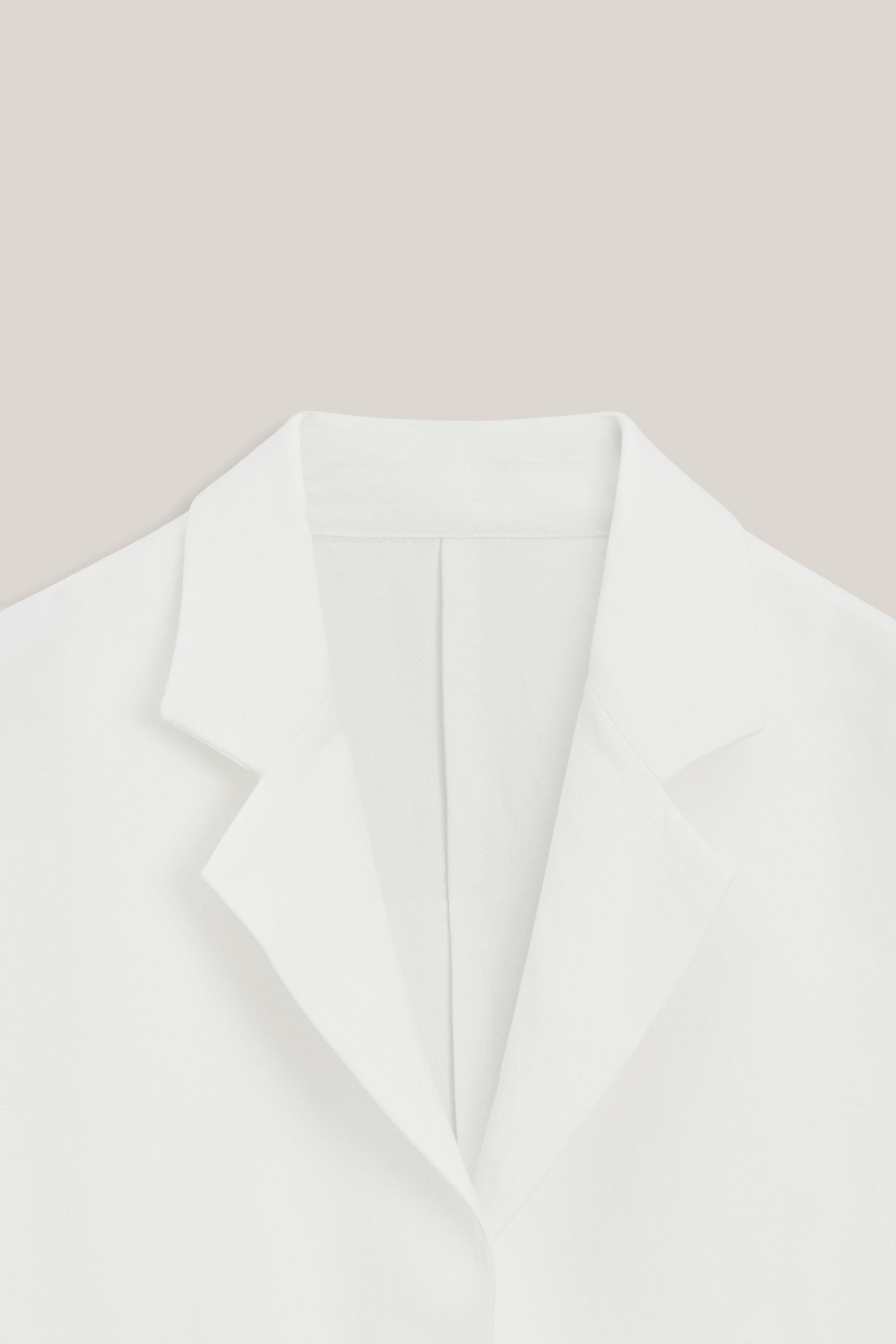 Massimo Dutti Flowing Linen Blend Blazer In White