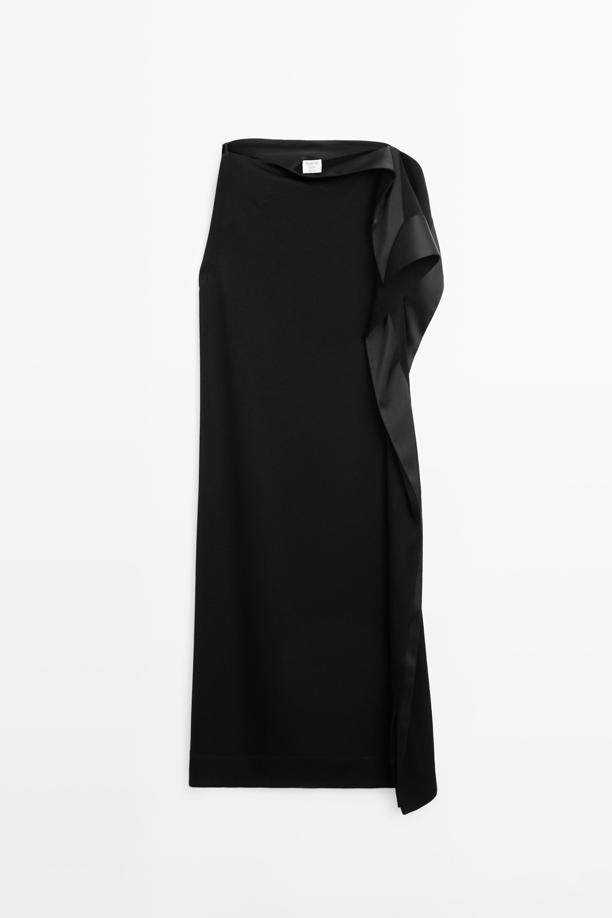 Flowing asymmetric dress with ruffle detail - STUDIO Black Dress | Massimo Dutti Flowing asymmetric dress with ruffle detail - STUDIO Black Dress | Massimo Dutti