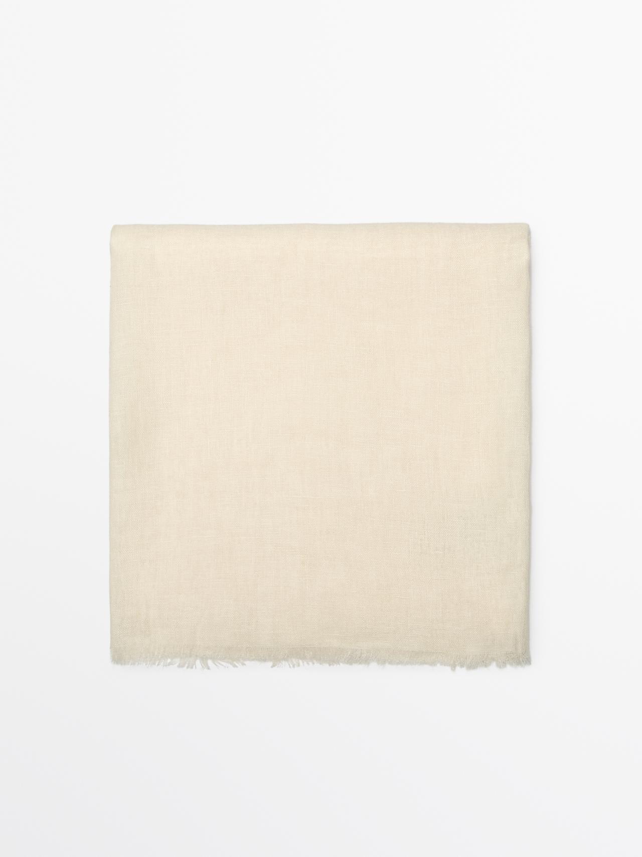 Plain 100% linen scarf — CREAM