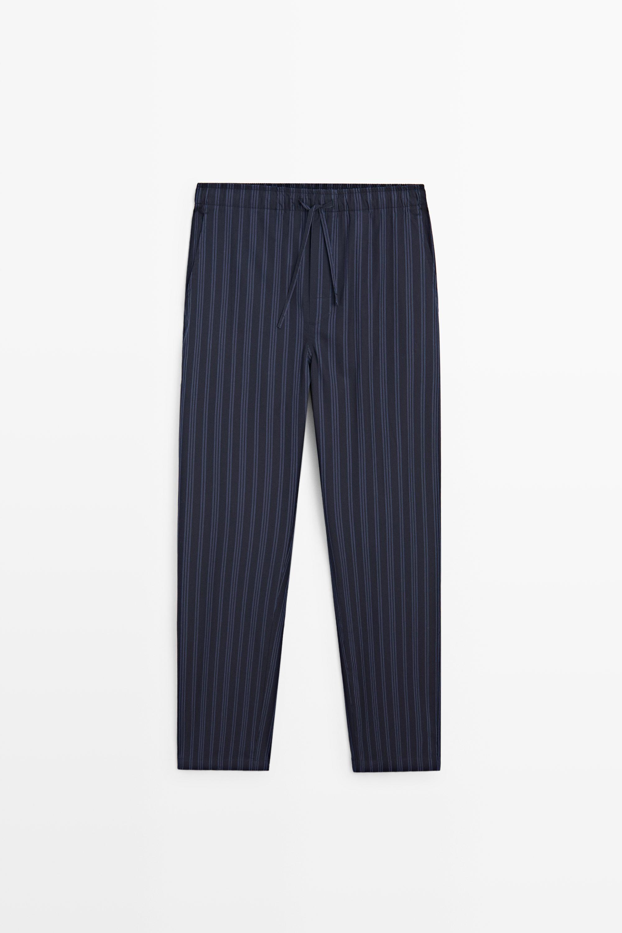 Short sleeve pyjama top and striped trousers — NAVY BLUE