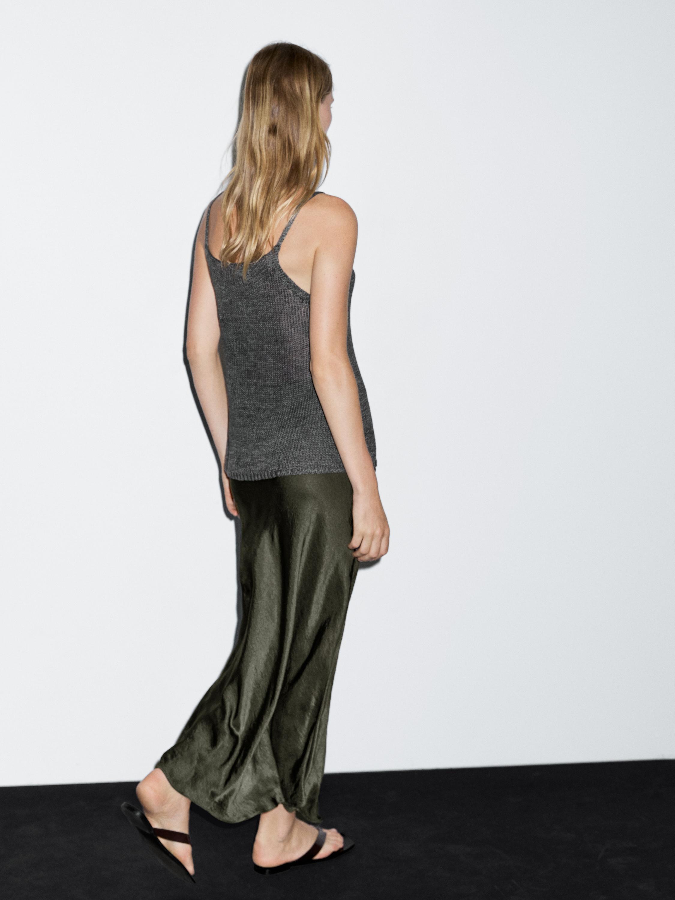 Long satin skirt