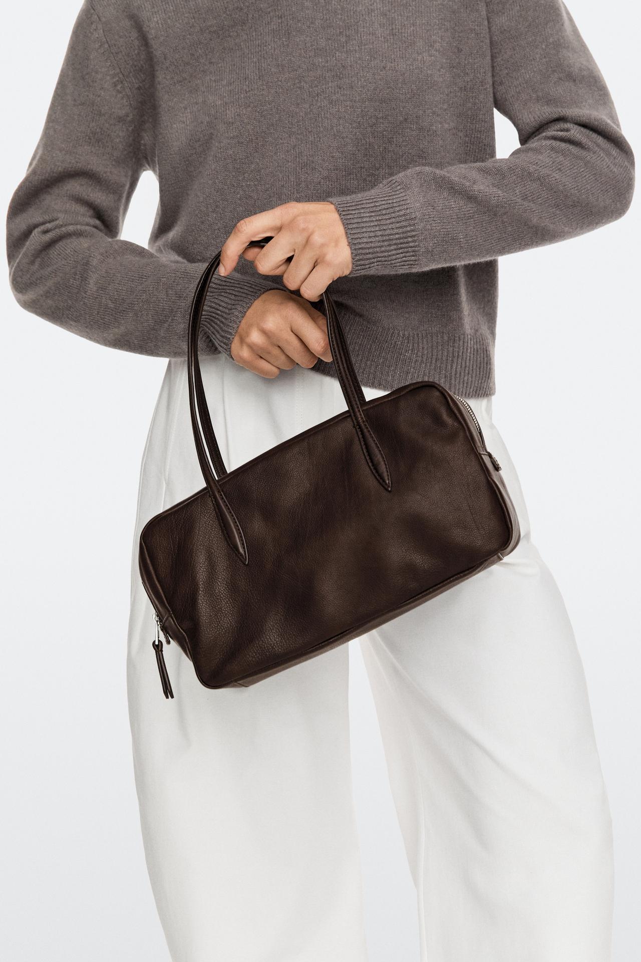 Nappa leather mini duffle bag — BROWN