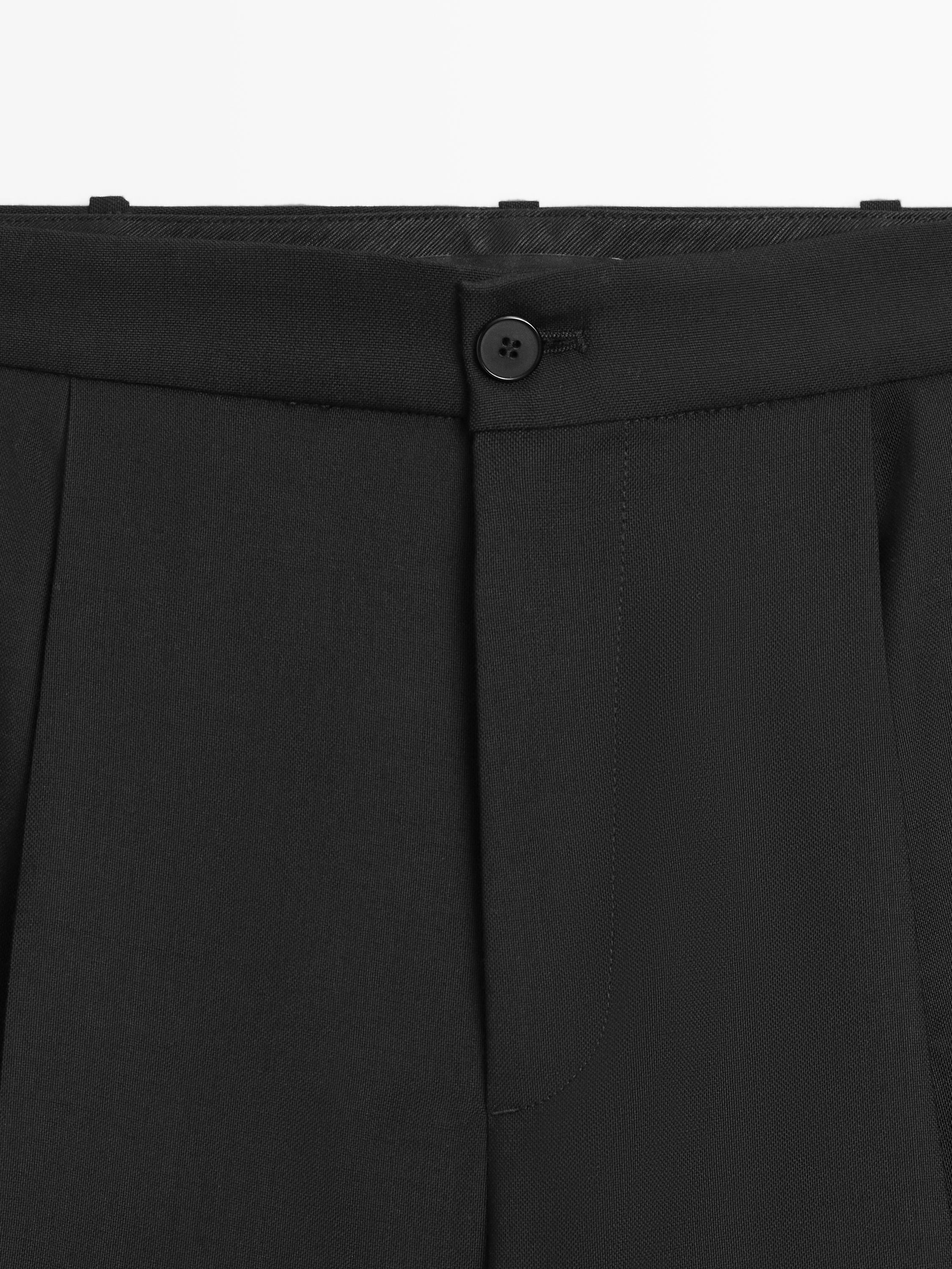 Flowing trousers with darts — BLACK