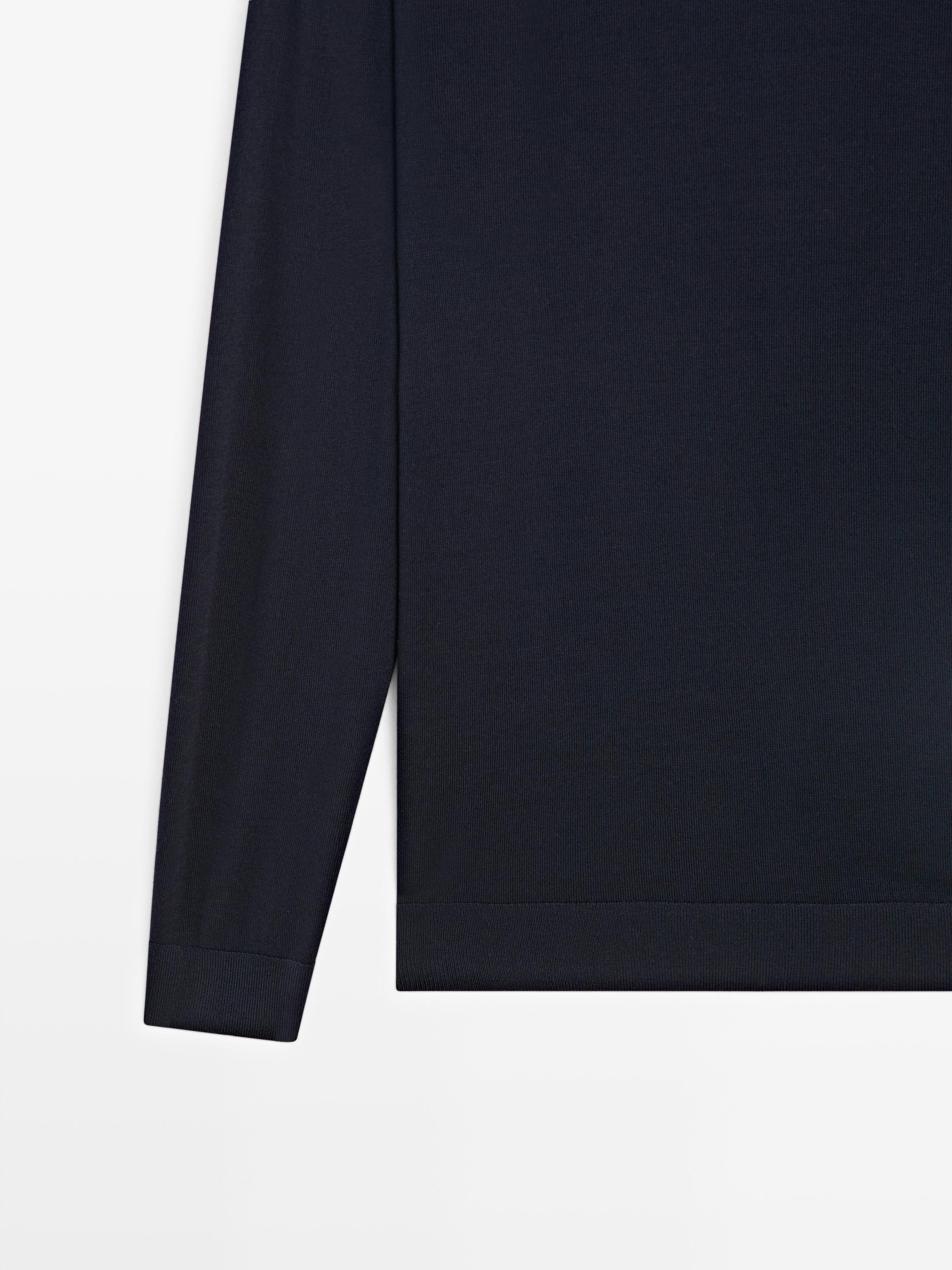 100% merino wool knit sweater — NAVY BLUE