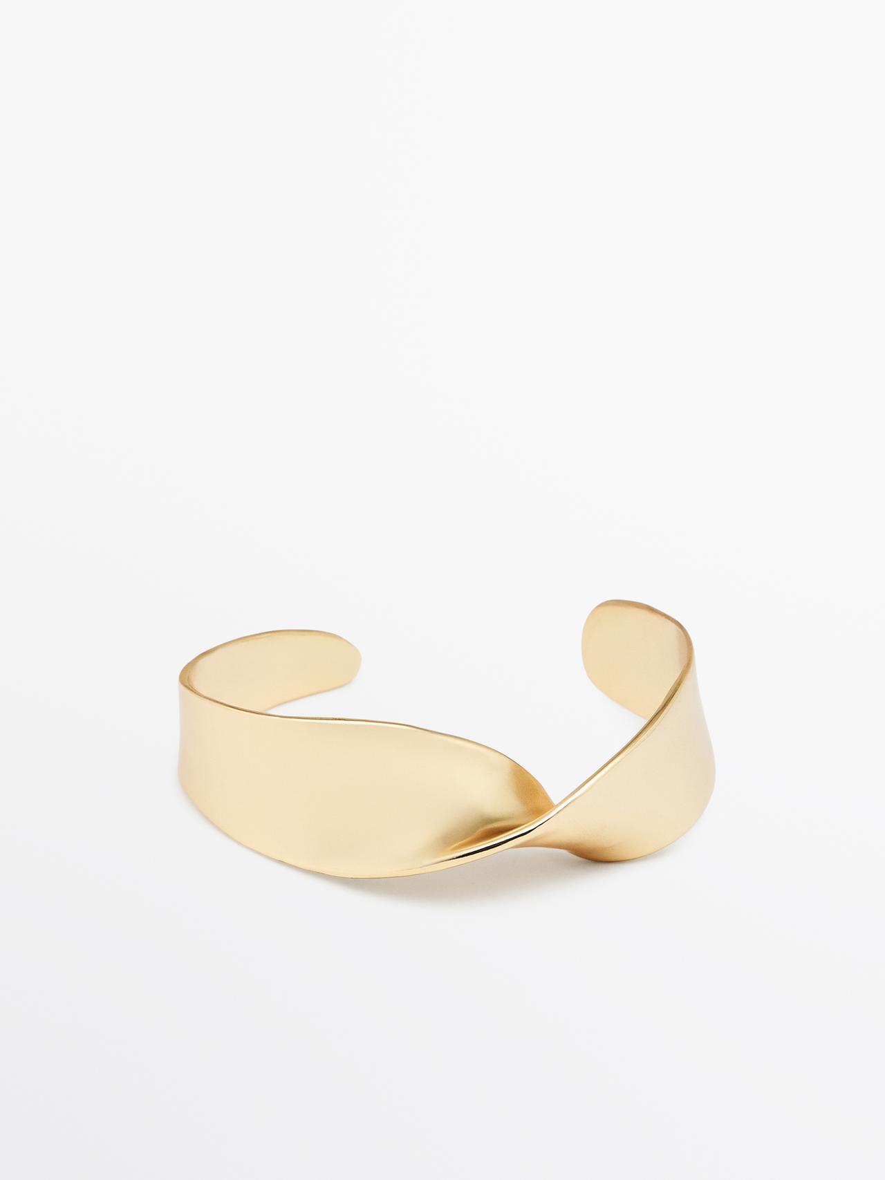 Pulsera Ancha Textura - Dorado - 01 - Massimo Dutti - Mujer