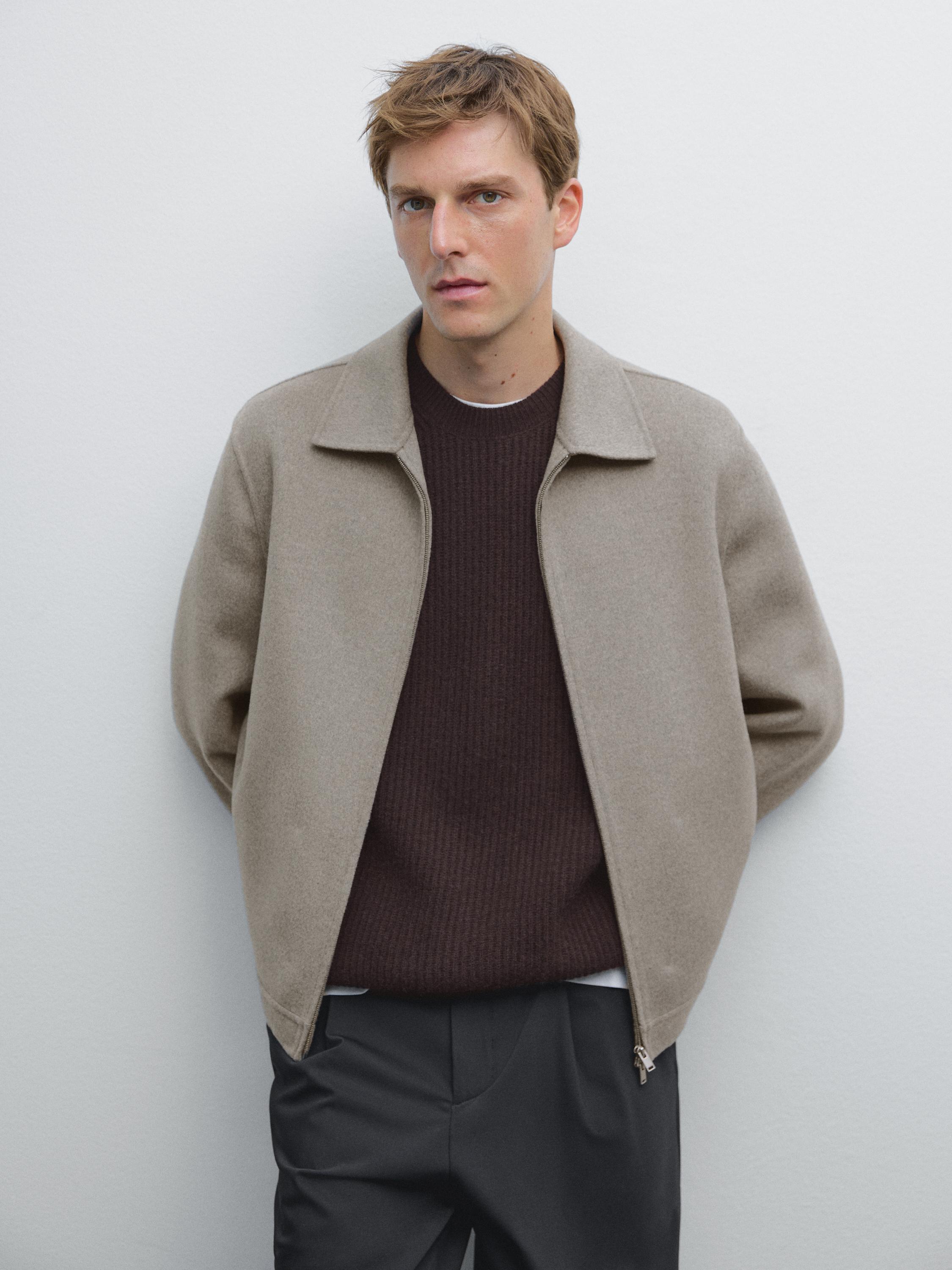 Double zip wool jacket