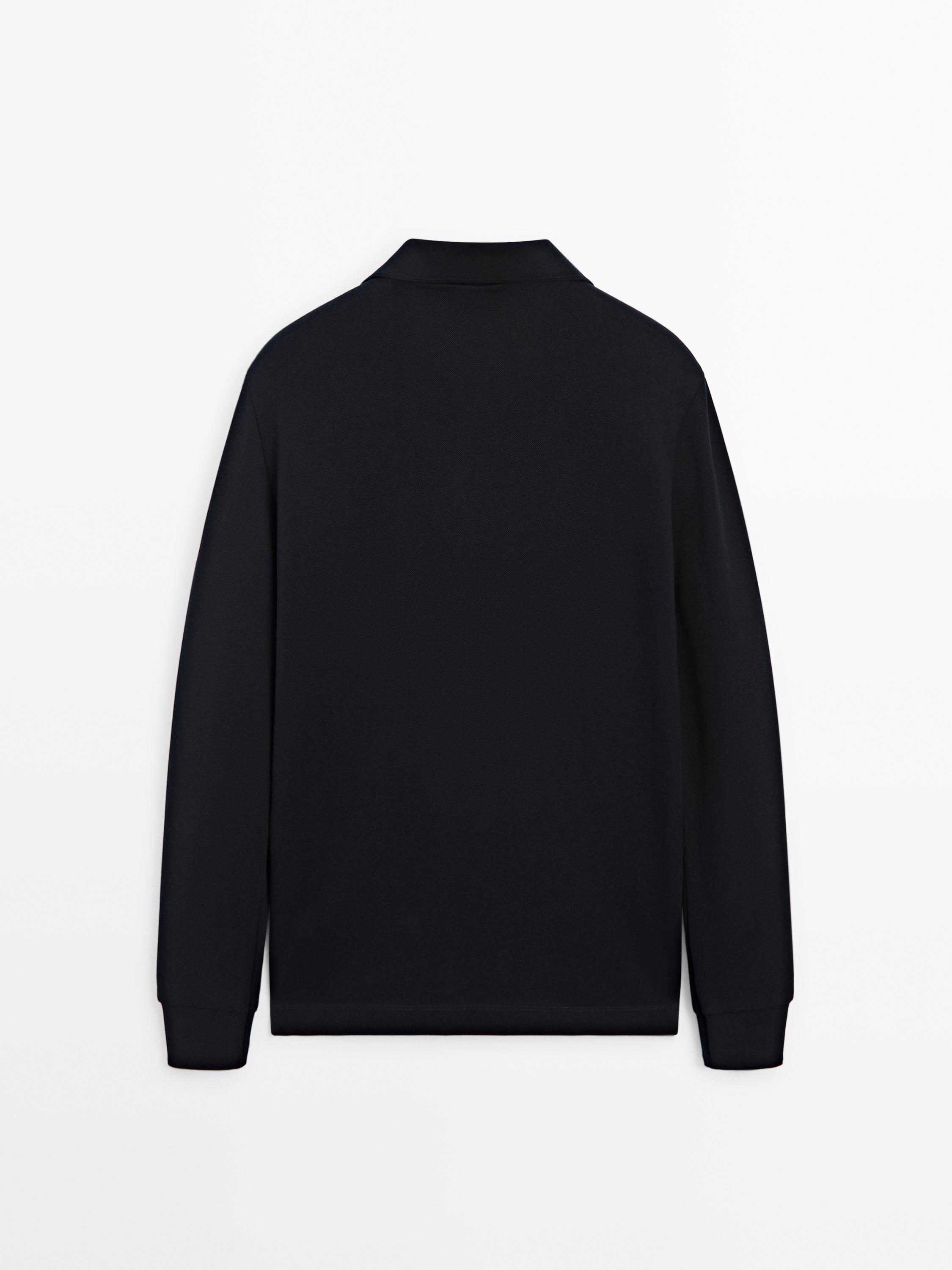 Cotton blend polo sweater