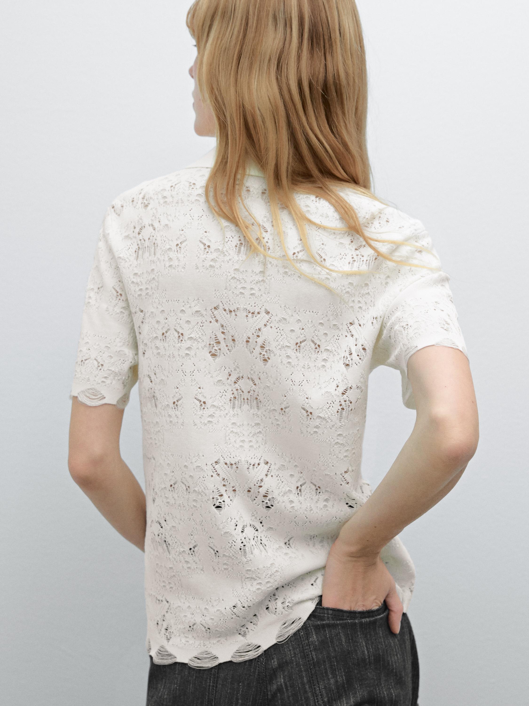 Short sleeve openwork cardigan