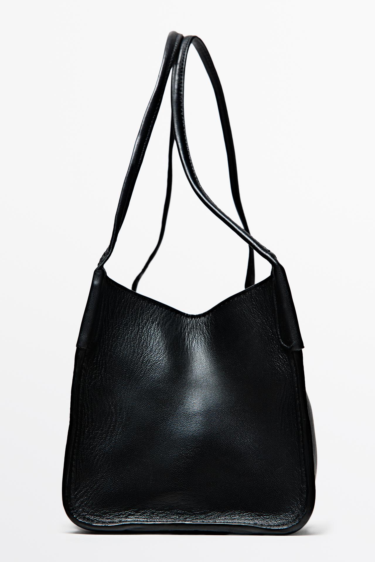 Mini nappa leather satchel — BLACK
