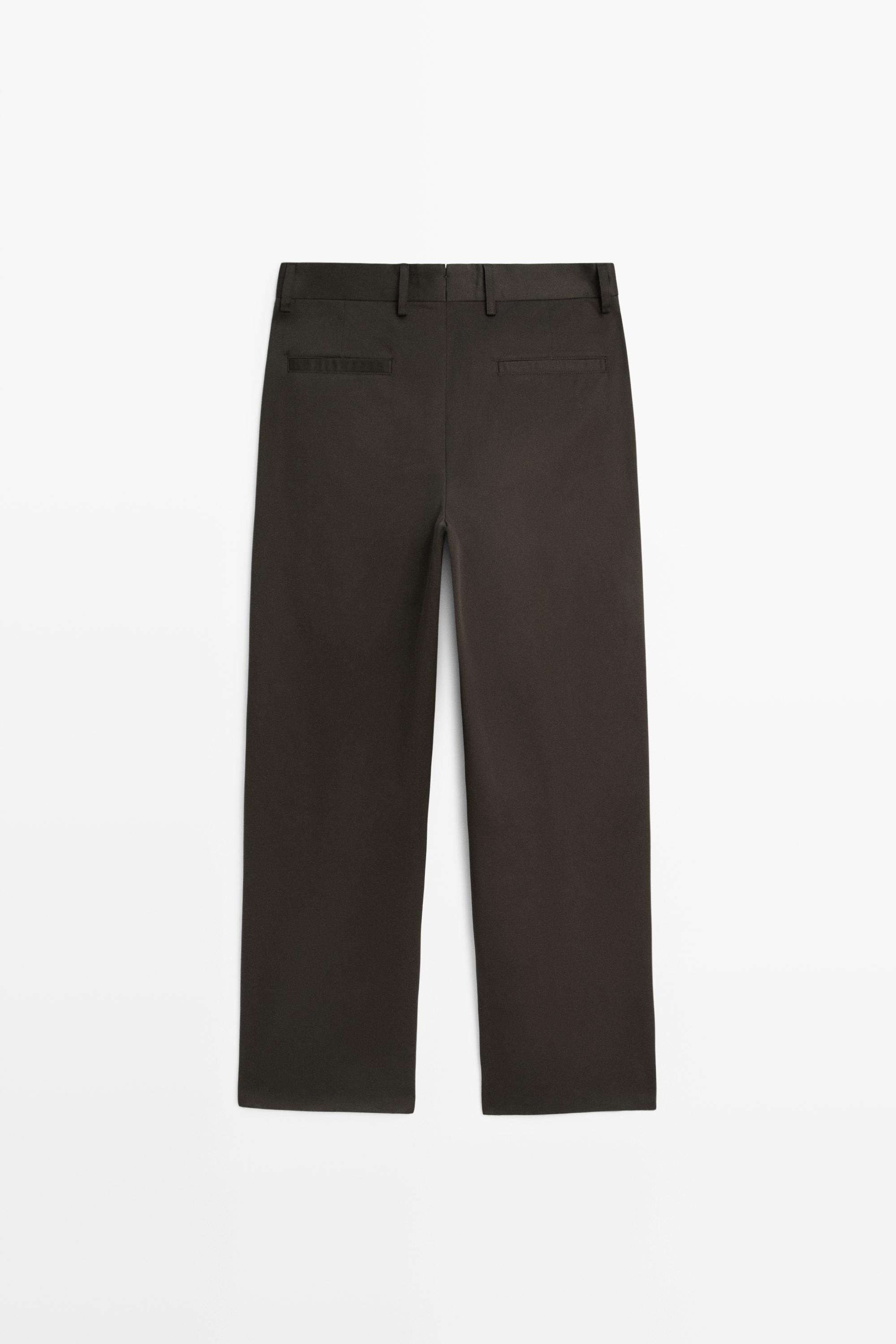 100% cotton wide-leg pants — BROWN
