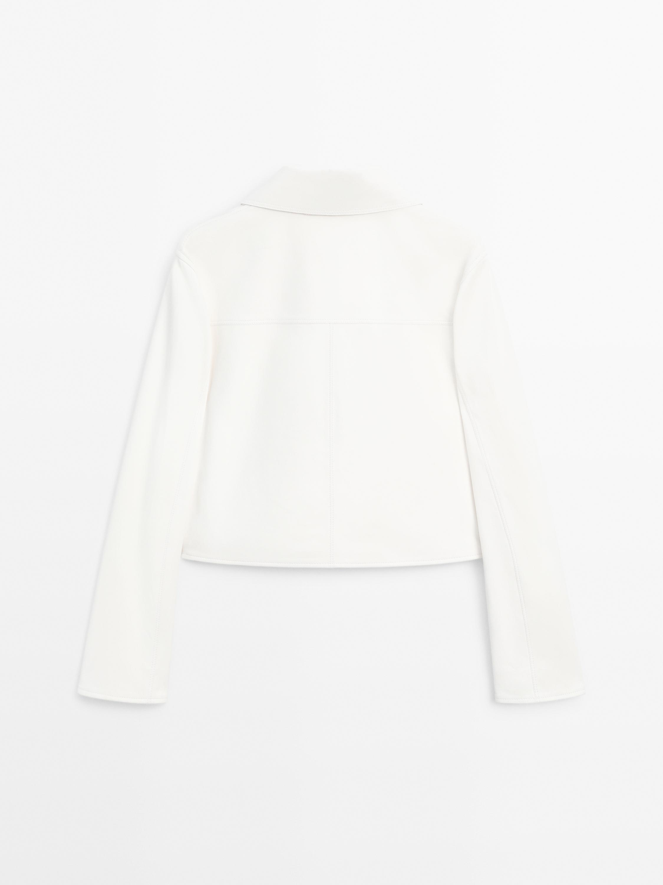 Cropped nappa leather jacket