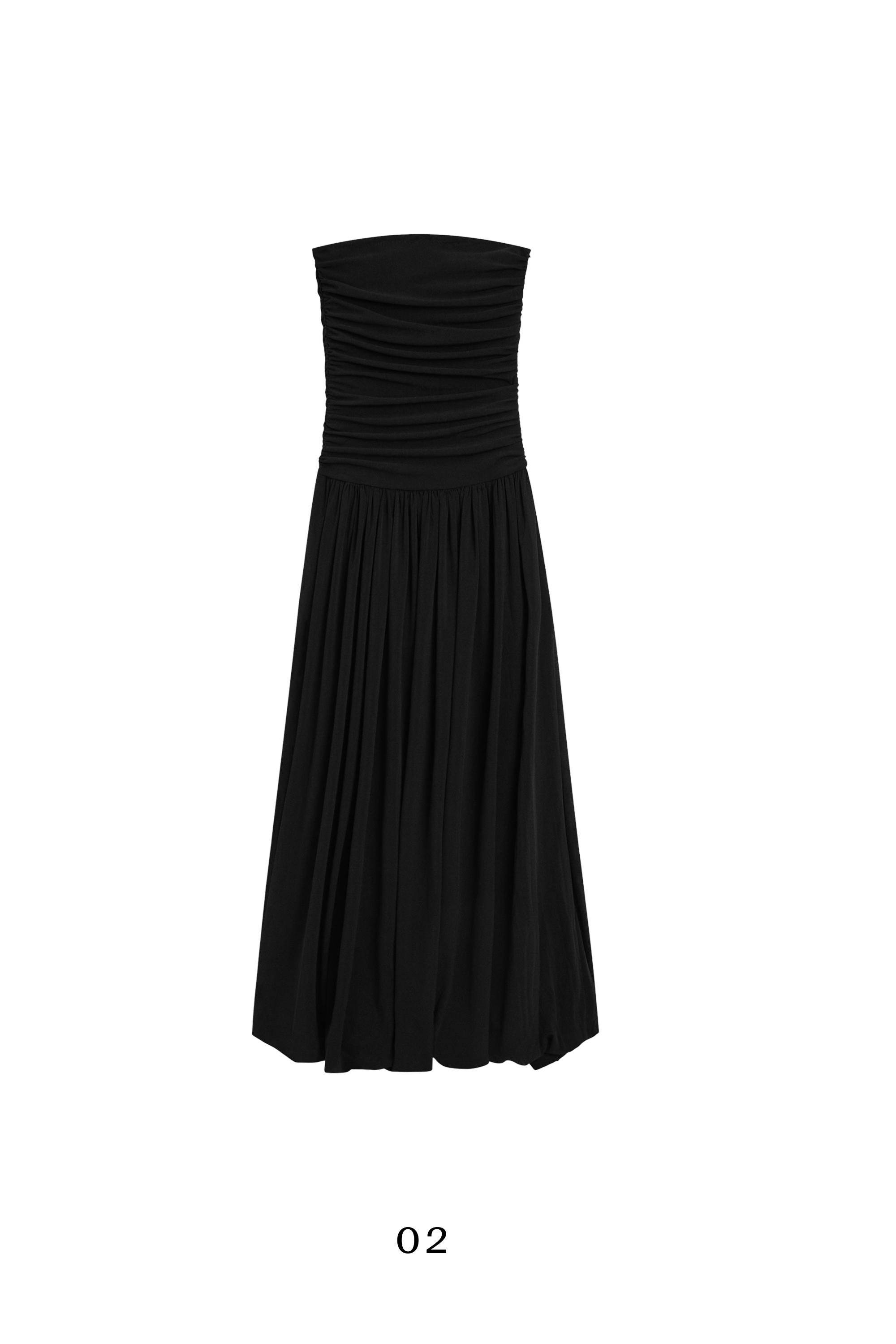 Strapless balloon midi dress