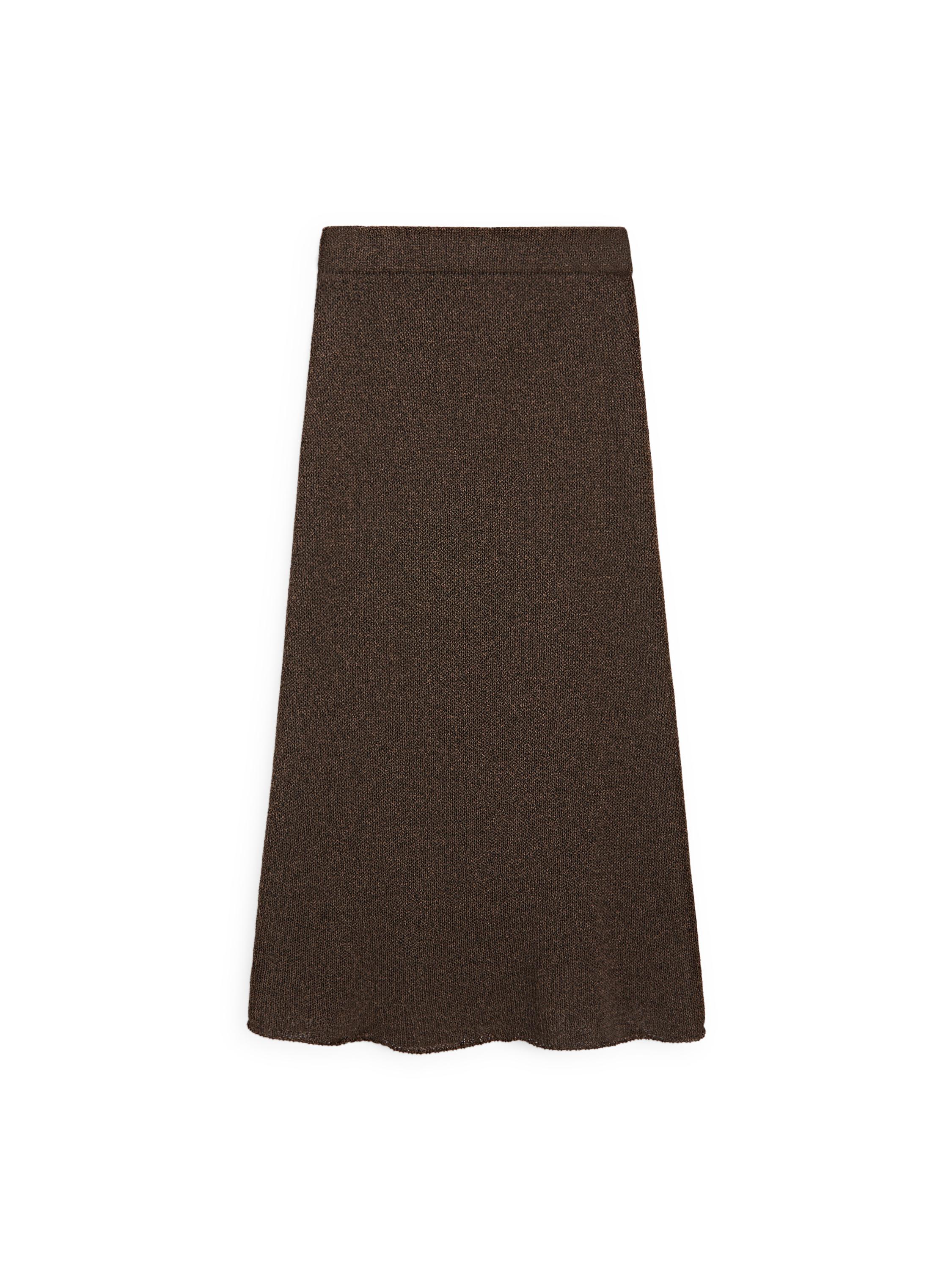 Long cotton blend knit skirt — Chocolate