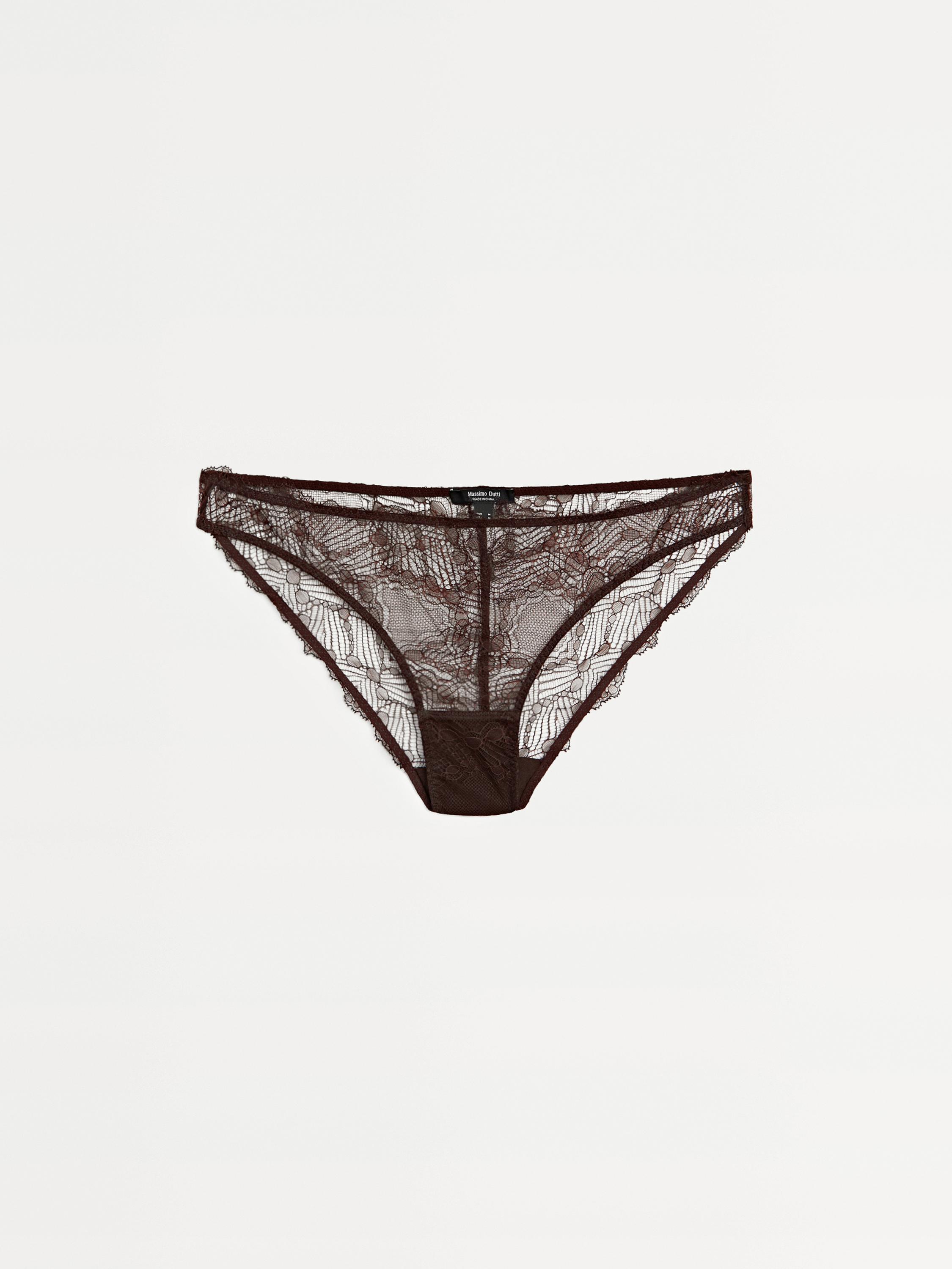 Lace briefs with blonde lace detail — BROWN