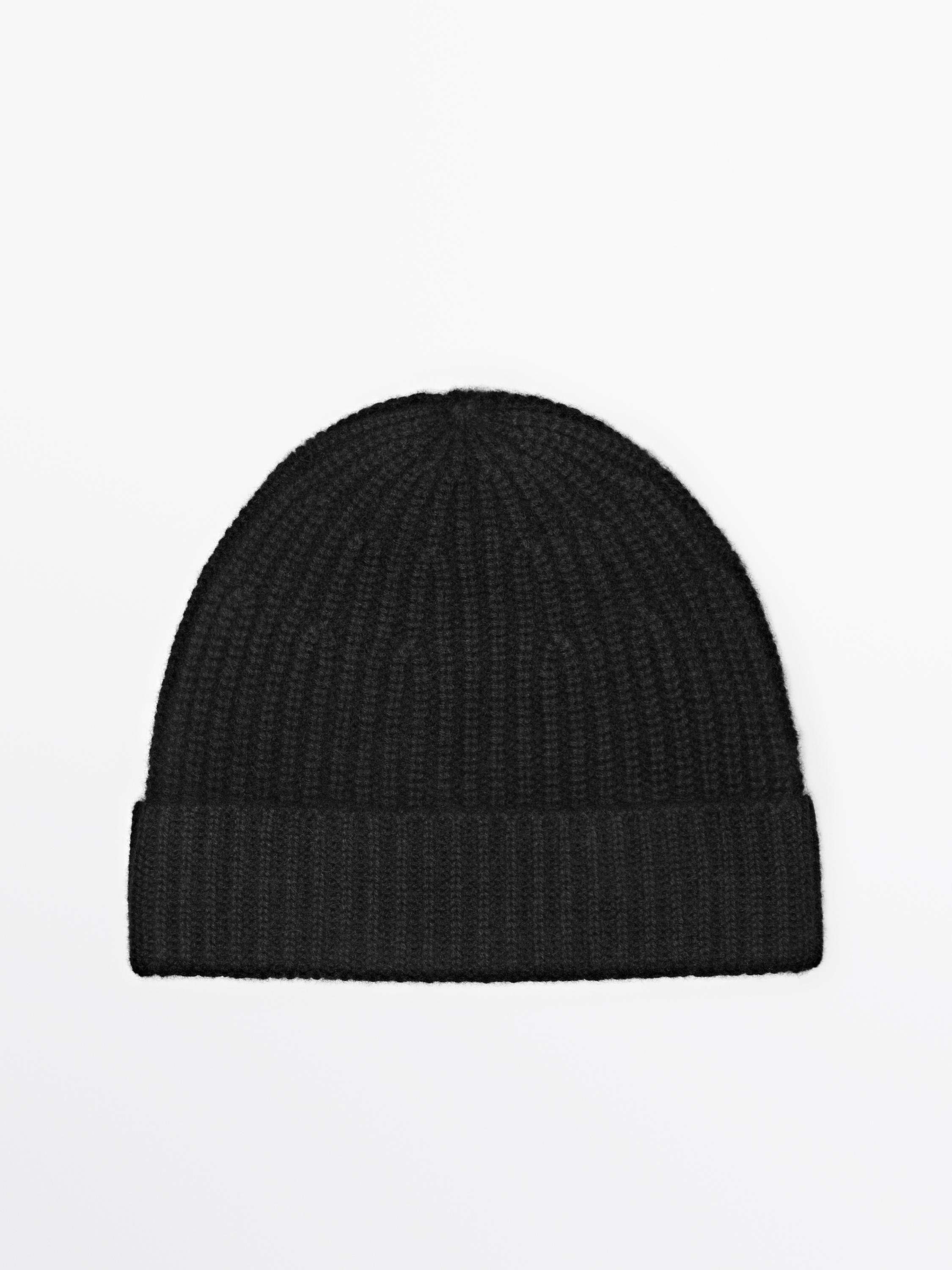 Ribbed 100% cashmere beanie