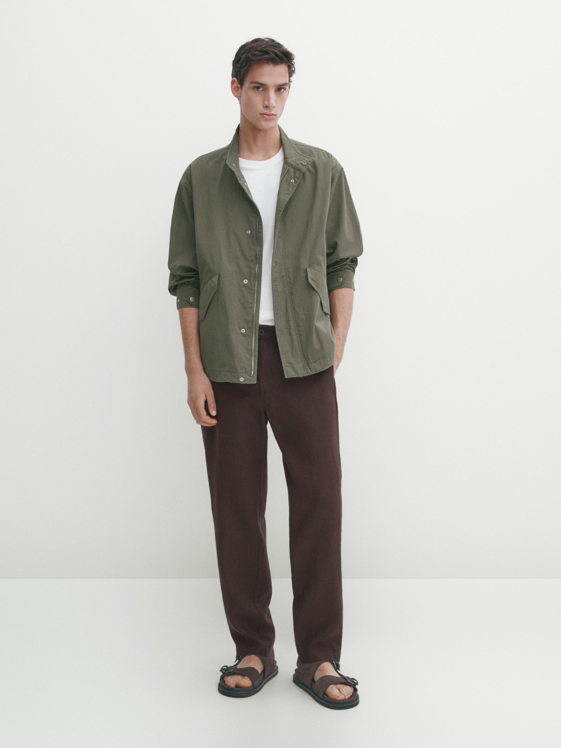 Short cotton blend parka Green Coats And Jackets Massimo Dutti