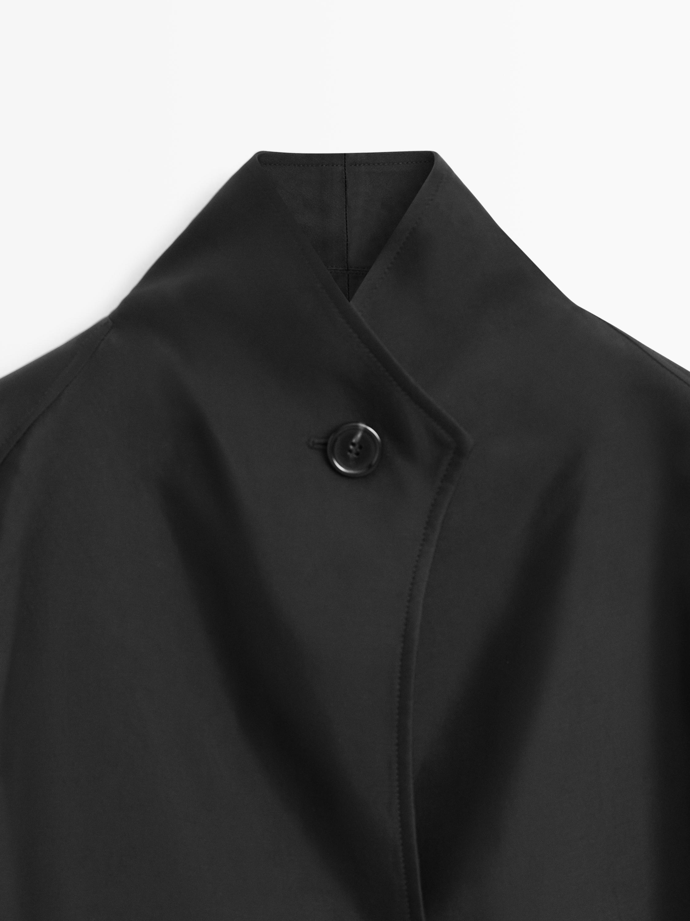 Flowing voluminous cape with button details — BLACK