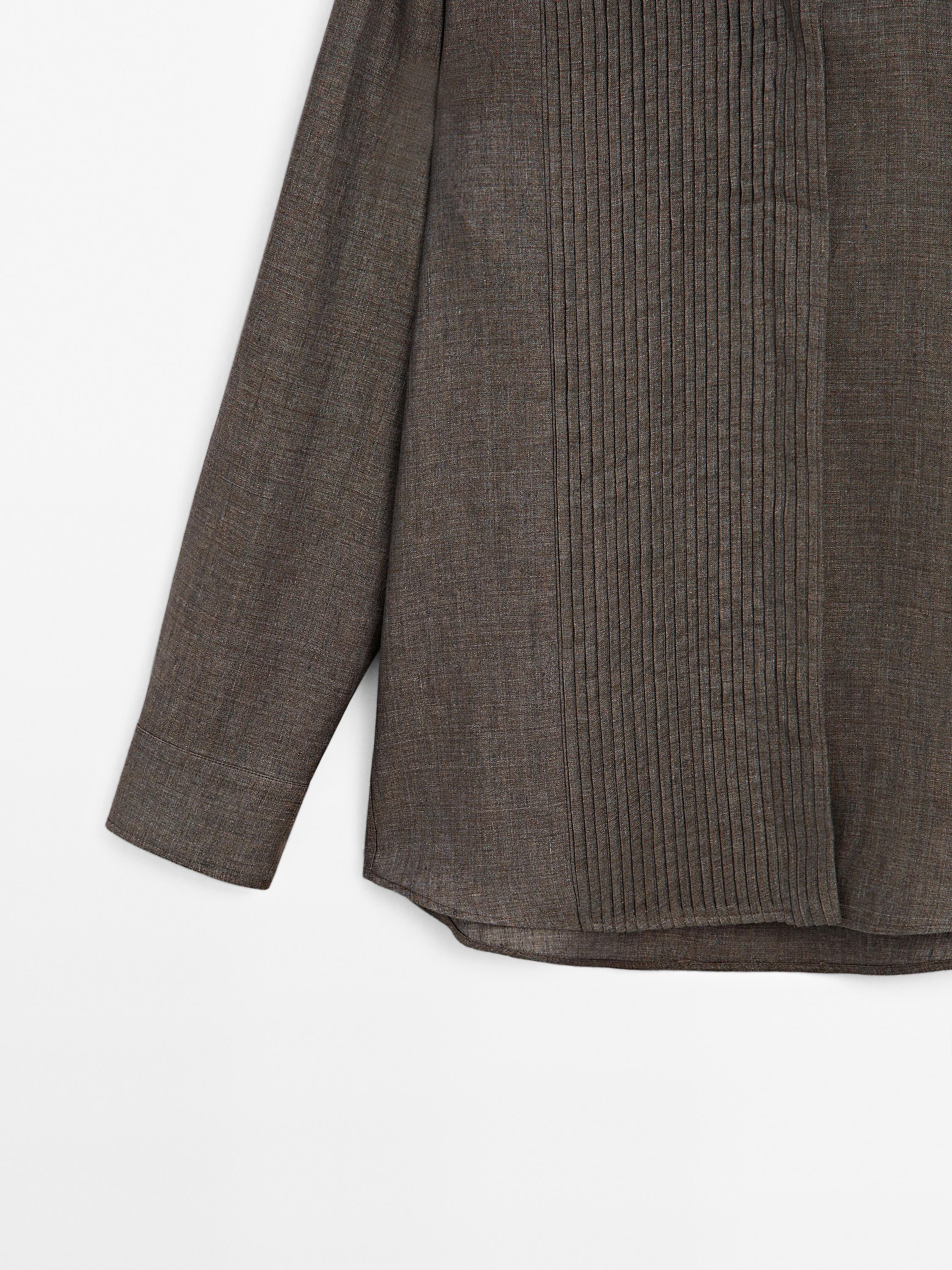 Lightweight 100% linen shirt with pintucks