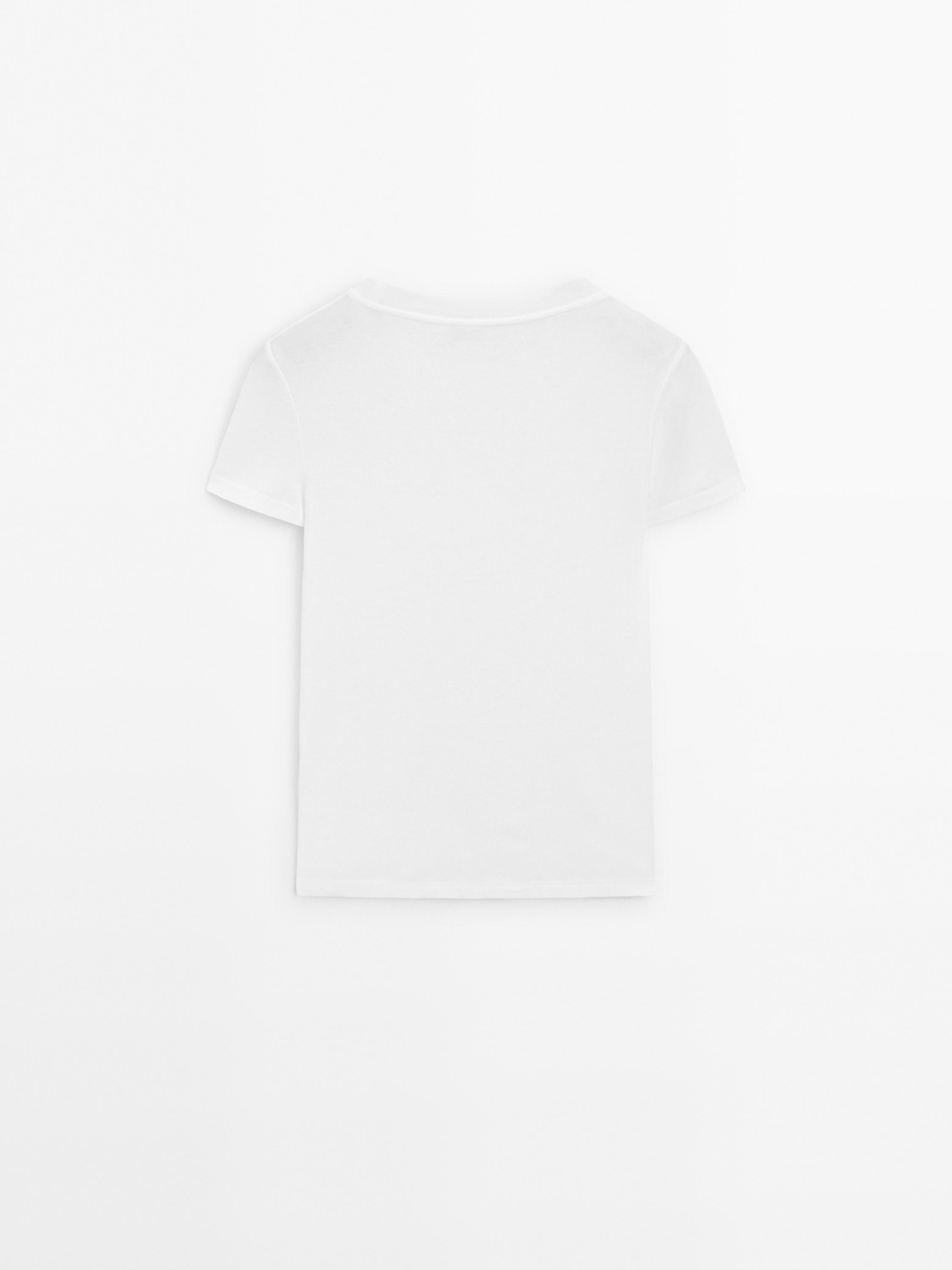 Textured crepe-effect cotton T-shirt