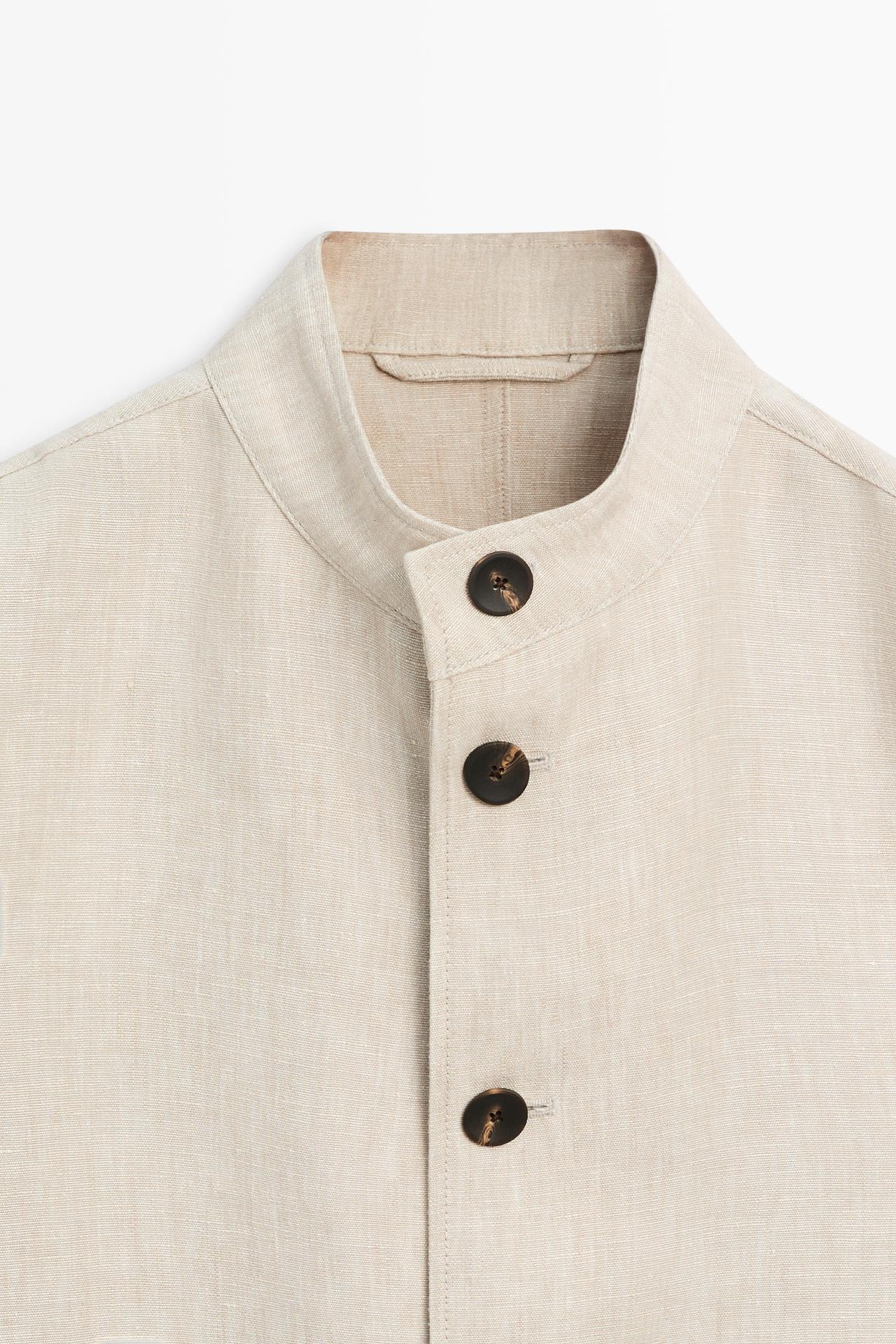 100% linen total look overshirt — BEIGE