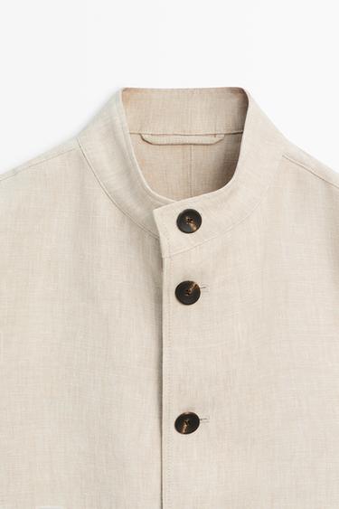 100% linen total look overshirt — BEIGE 9