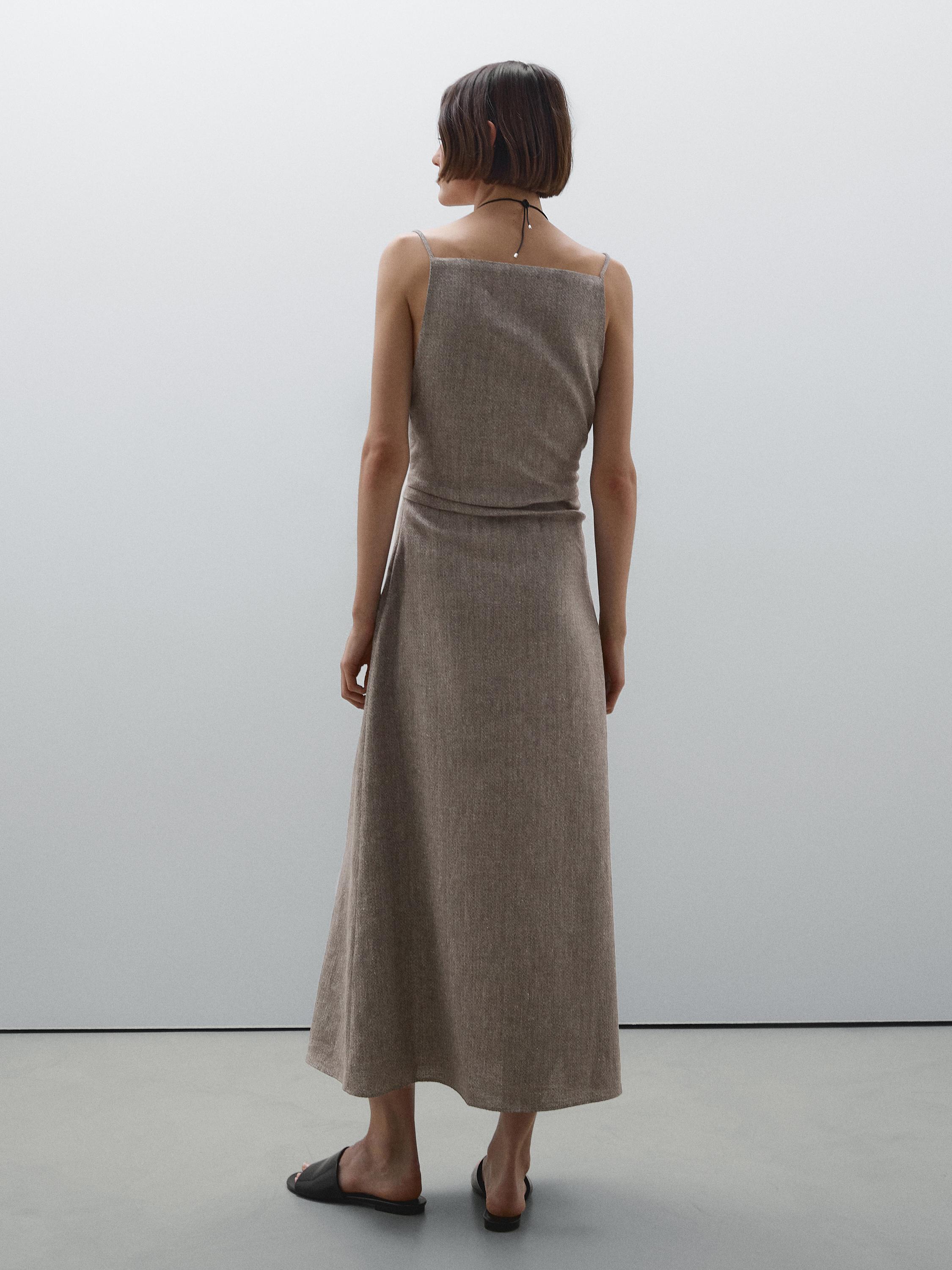 Long flowing linen blend dress · Grey · Smart / Dresses And