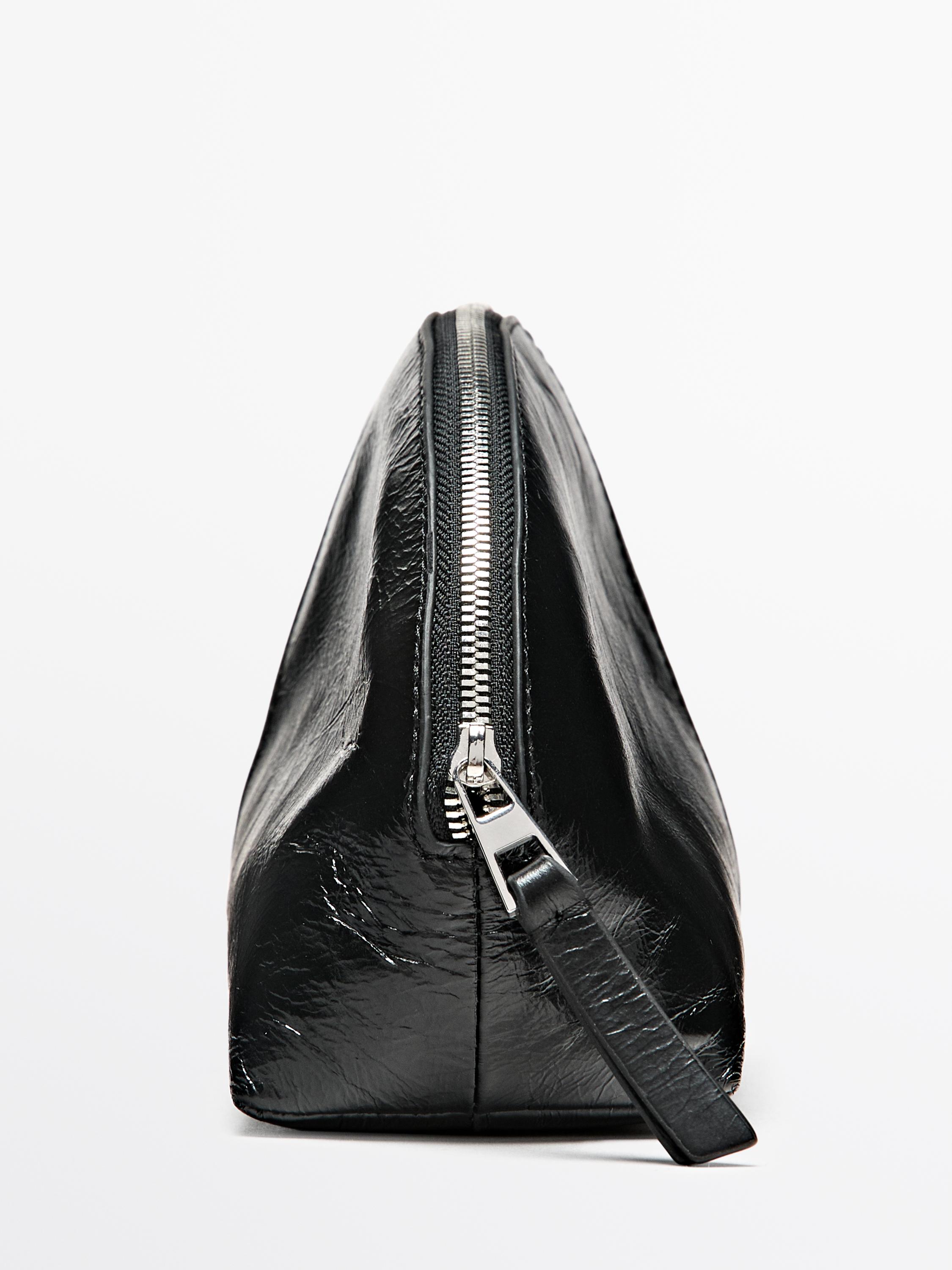 Nappa leather toiletry bag — BLACK