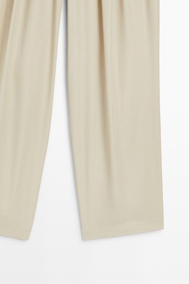Fluid pants with pleat detail — Beige 4