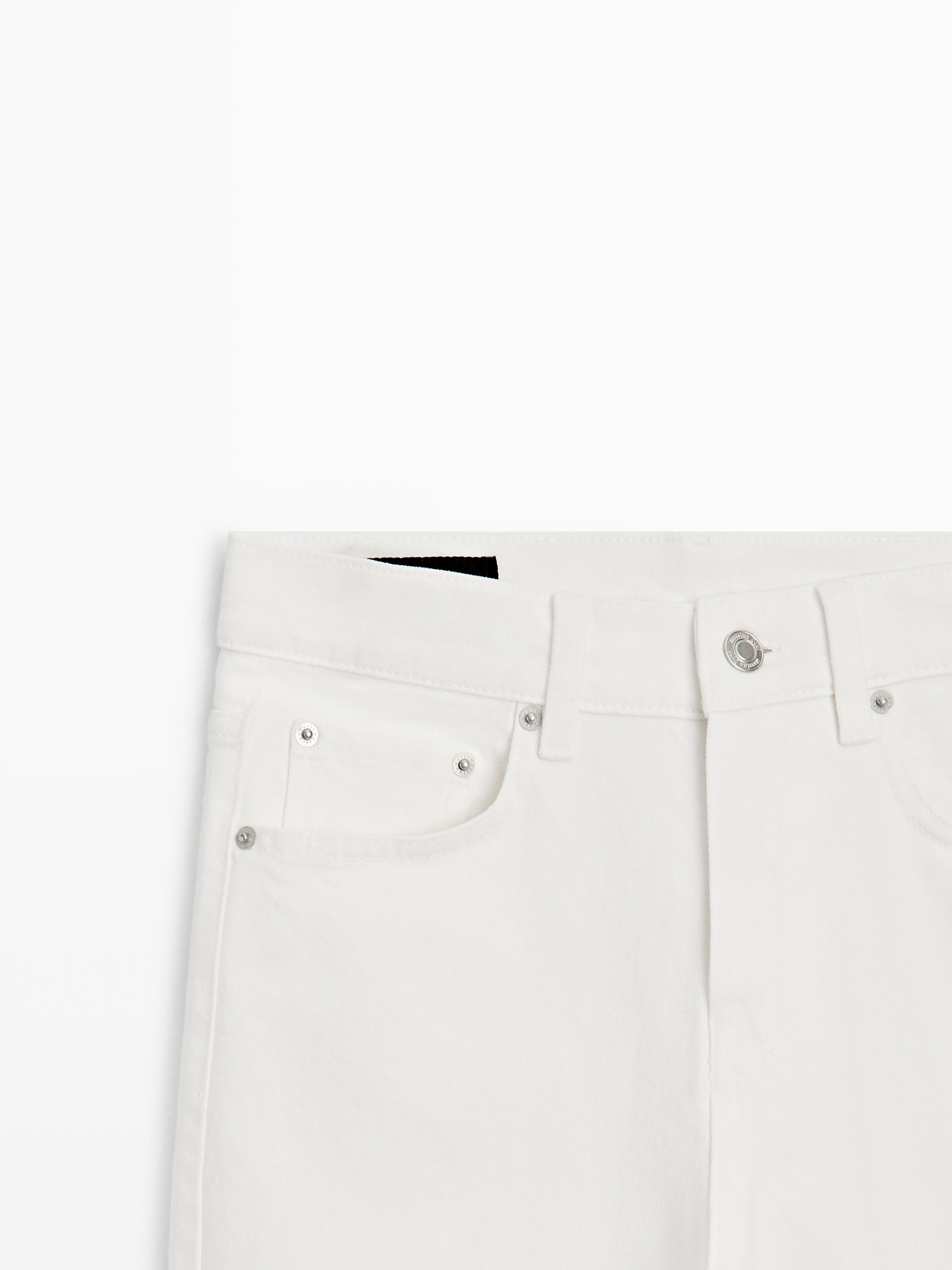 Mid-rise cropped slim fit jeans — Off white