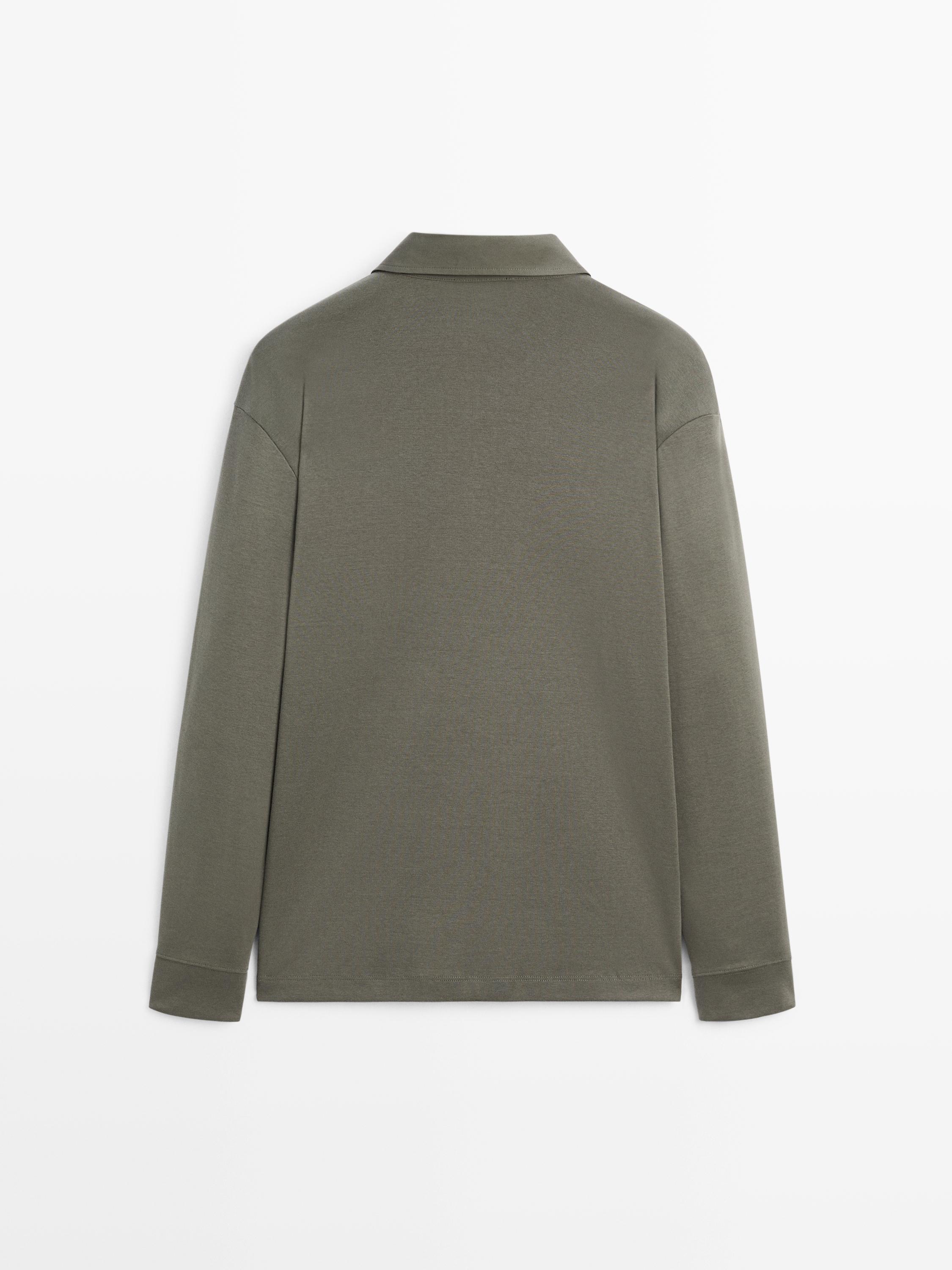 Langarm-Poloshirt mit abgesetztem Kragen