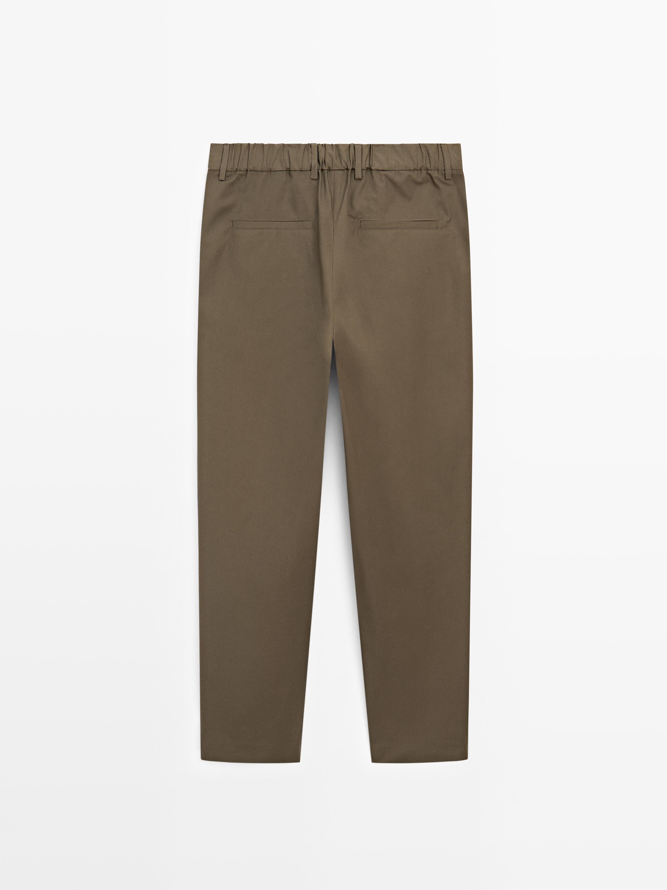 Cotton trousers with double darts