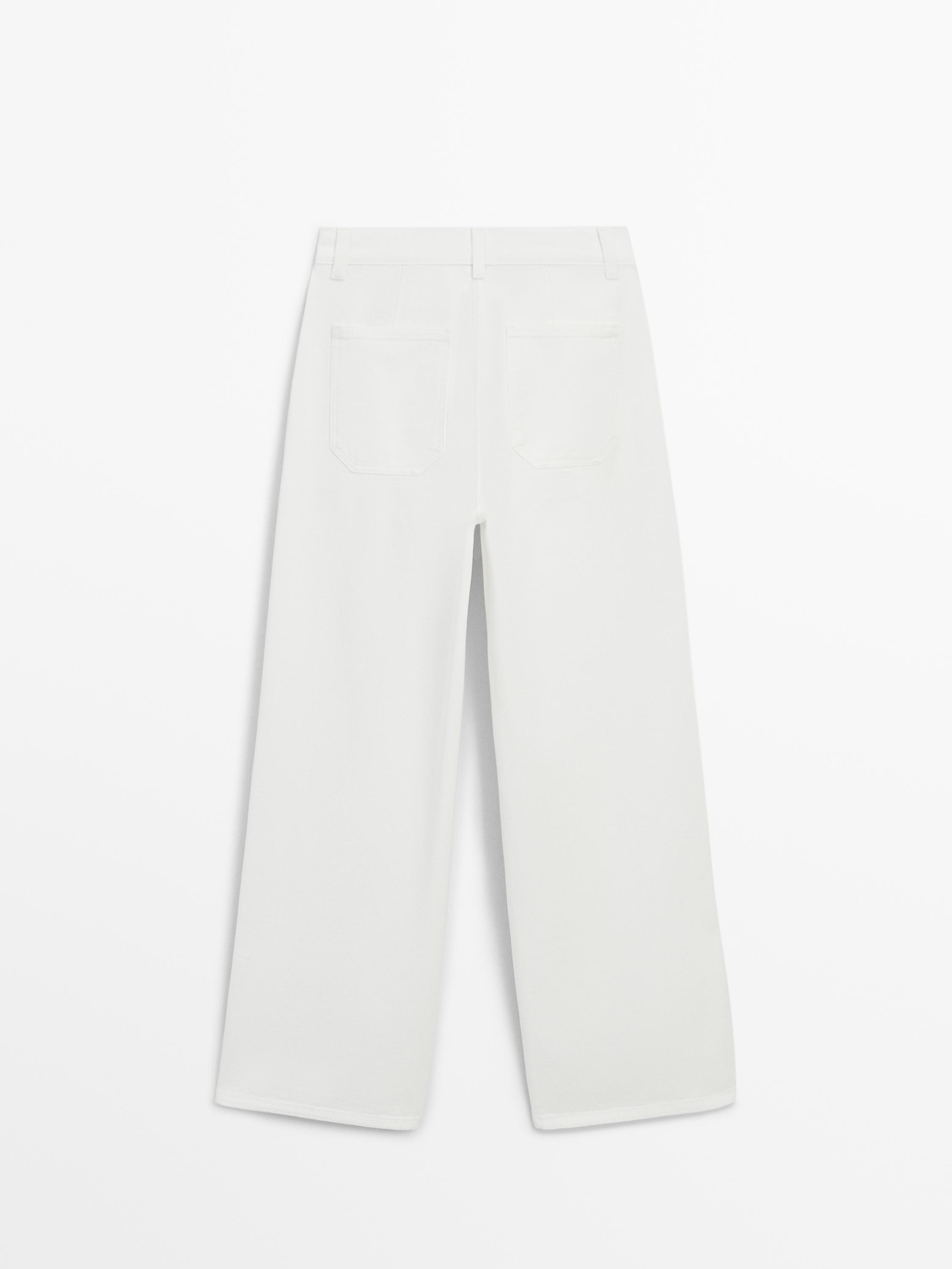 Jean wide leg taille moyenne à pinces