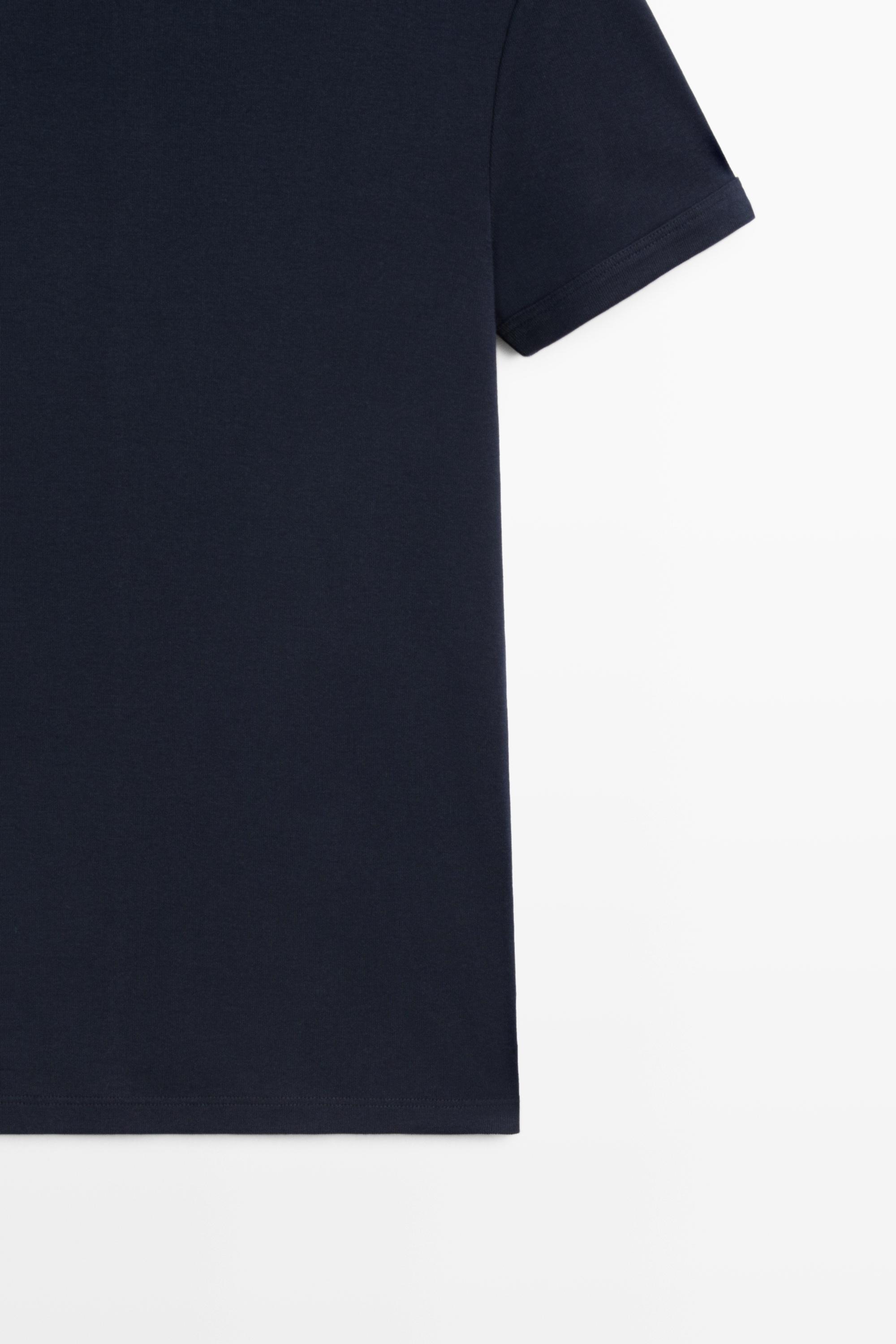 Ribbed short sleeve T-shirt — NAVY BLUE