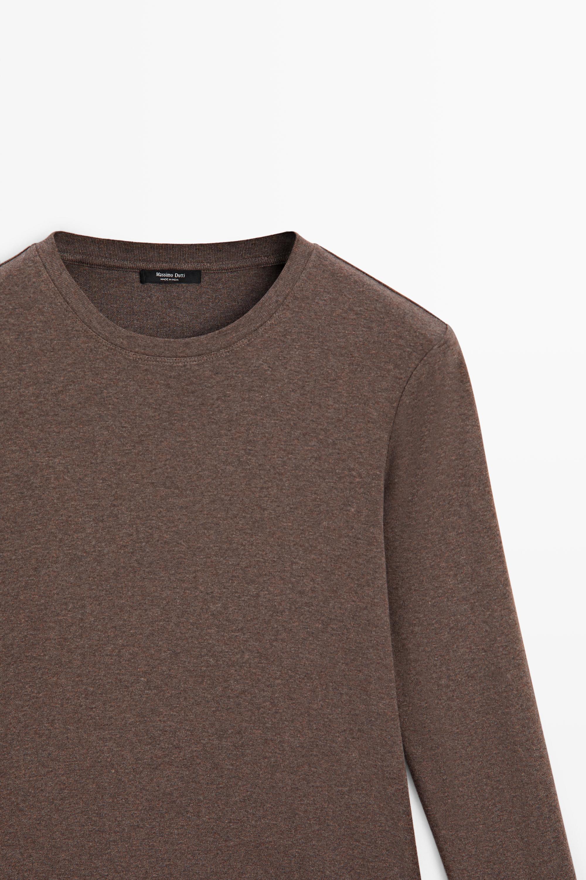 100% cotton long sleeve T-shirt — BROWN